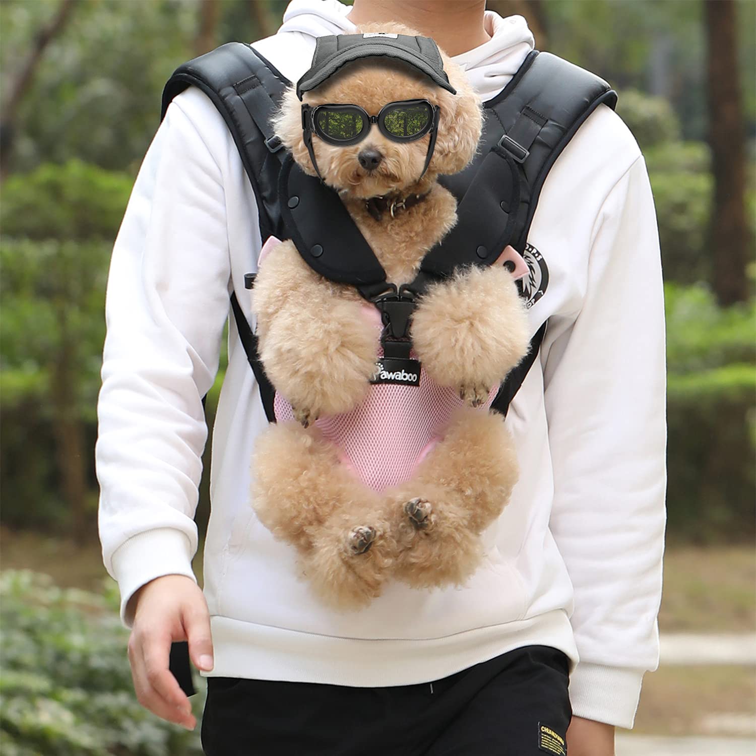 Pawaboo Dog Sunglasses, Small Dog Goggles With Adjustable Band, Waterproof Windproof Snowproof Cool Glasses For Puppy And Cat, Black