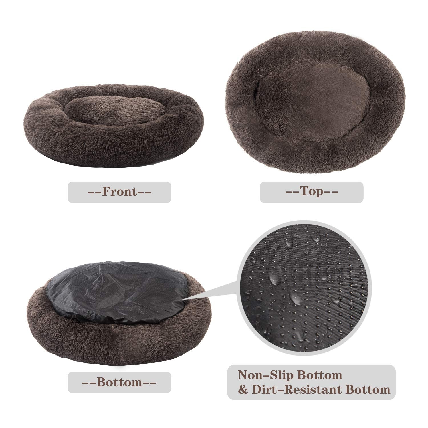 Mfox Calming Dog Bed (L) For Medium And Large Dogs Comfortable Pet Bed Faux Fur Donut Cuddler Up To 25Lbs