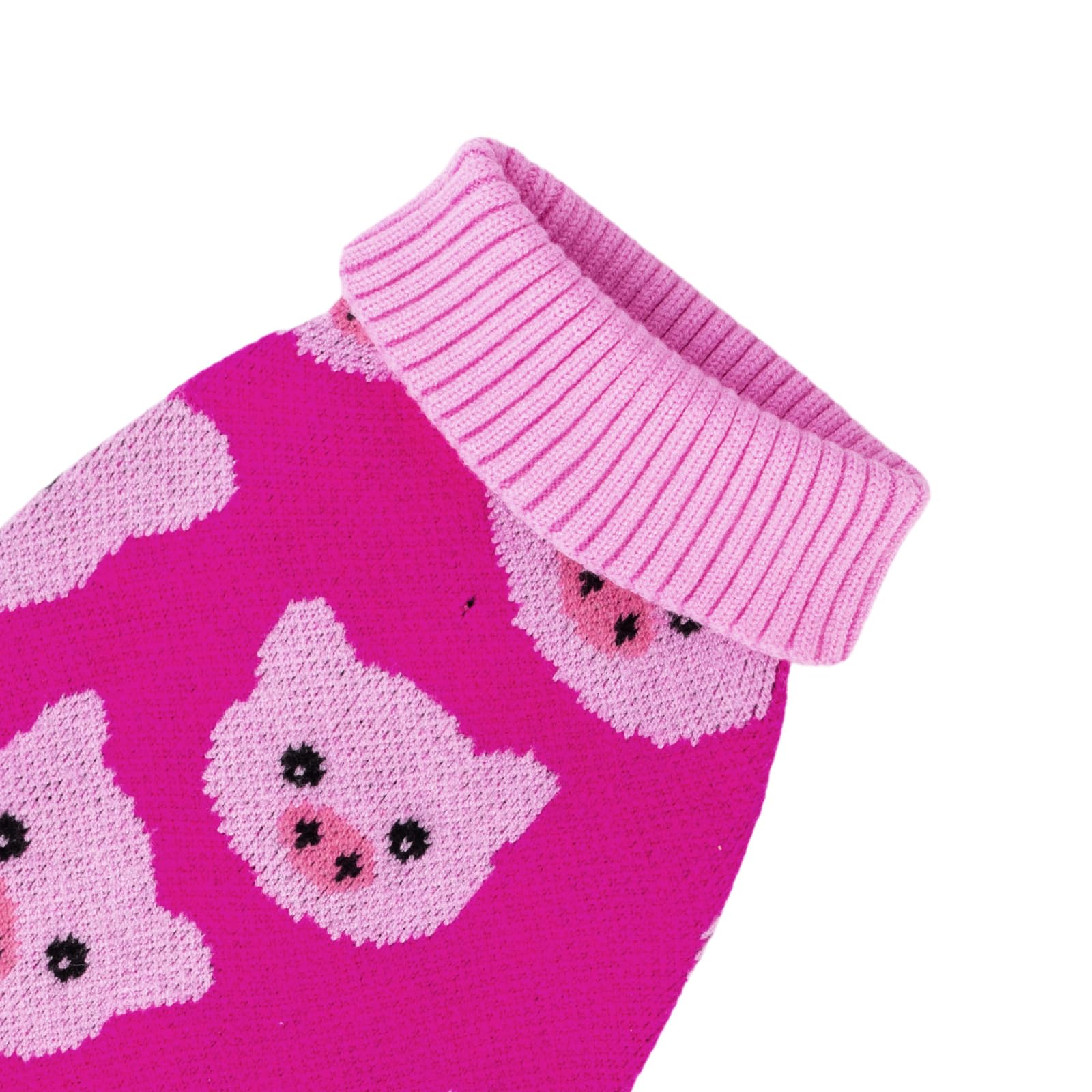 Cutebone Dog Sweater For Small Medium Dogs Pink Pig Knit Puppy Sweater Turtleneck Pet Winter Clothes Cat Apparel With Harness Ho