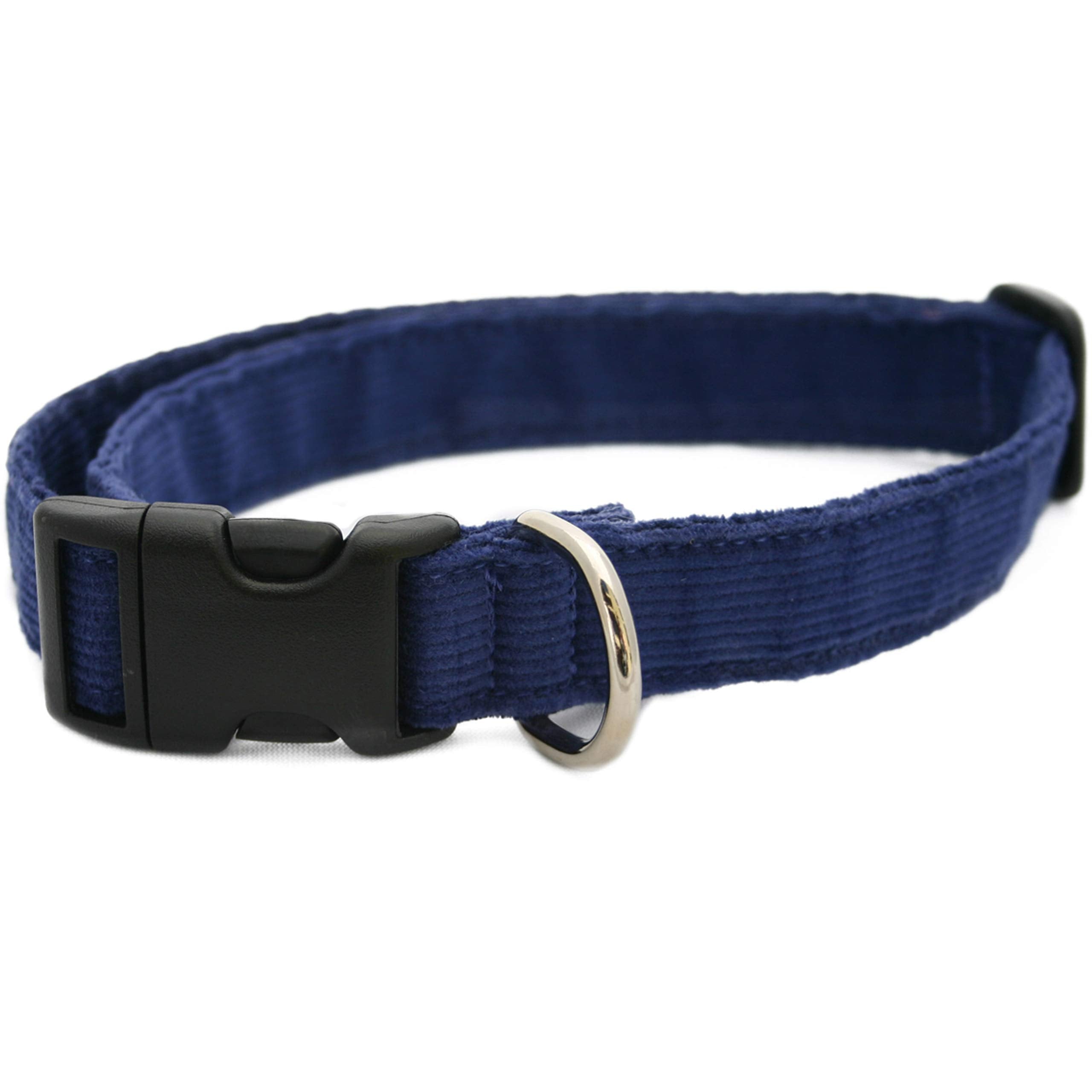 Hemp Corduroy Dog Collar - No Pattern (1/2' Extra Small, Blue)