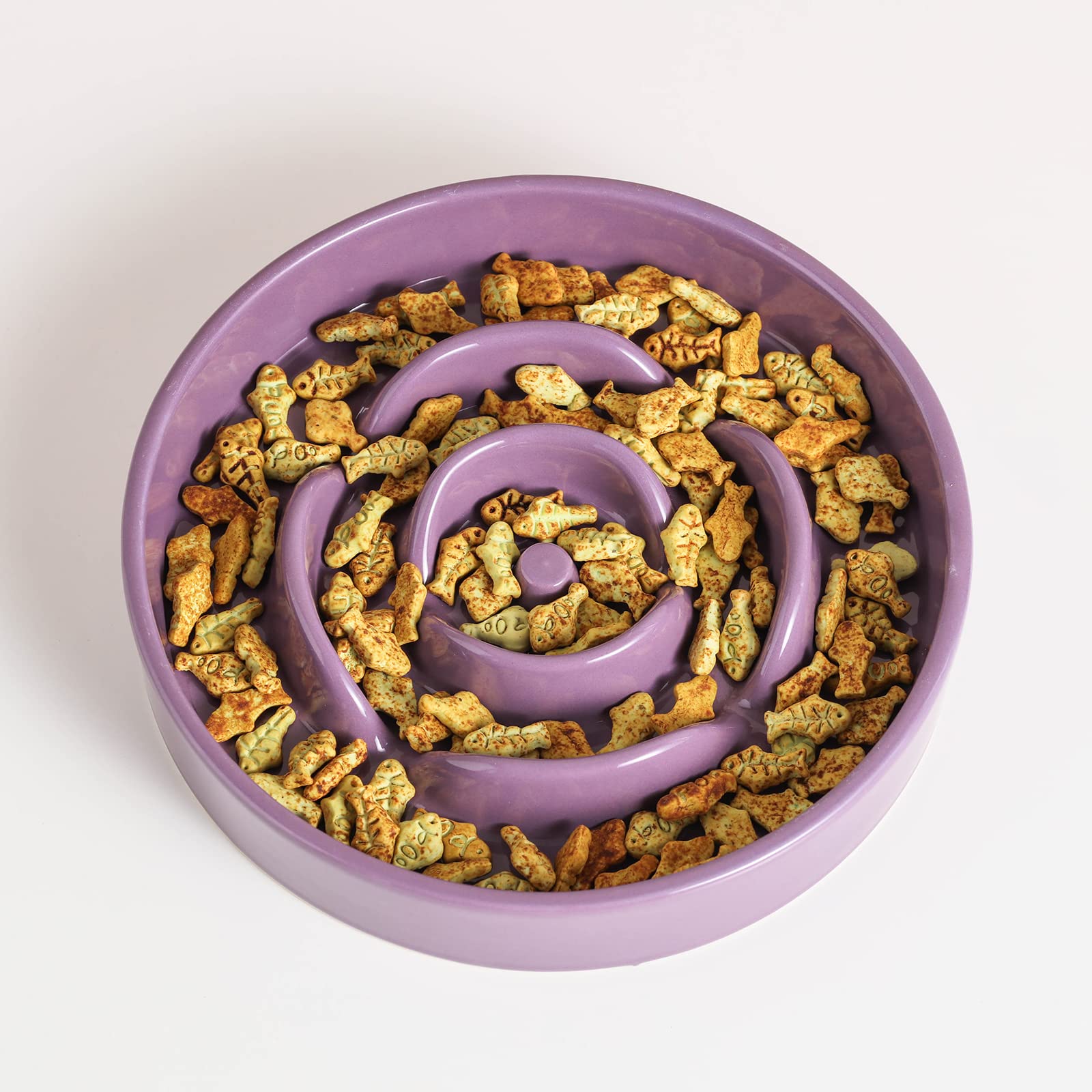 8.66 in Purple Ceramic Slow Feeder Dog Bowl for Medium and Large Breed,Pet Feeding Dog Food Water Dish Heavy Wighted,Puppy Bowl