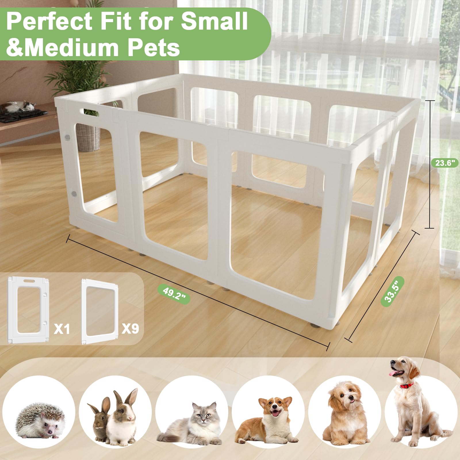 Theyfirst Clear Acrylic Dog Playpen Indoor, 24'' Tall Puppy Play Pen With Door For Cat Bunny Small Animals, Transparent Doggie F