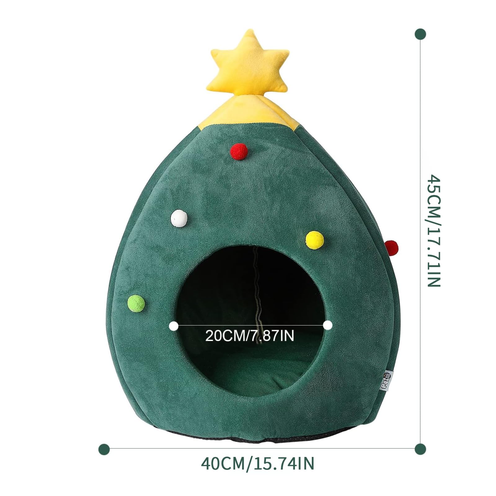 Powerking Christmas Cat House Warm Cat Bed Cat Cave Removable Washable Cat Condos With Non-Slip Bottom And Cushion, Great Gift F