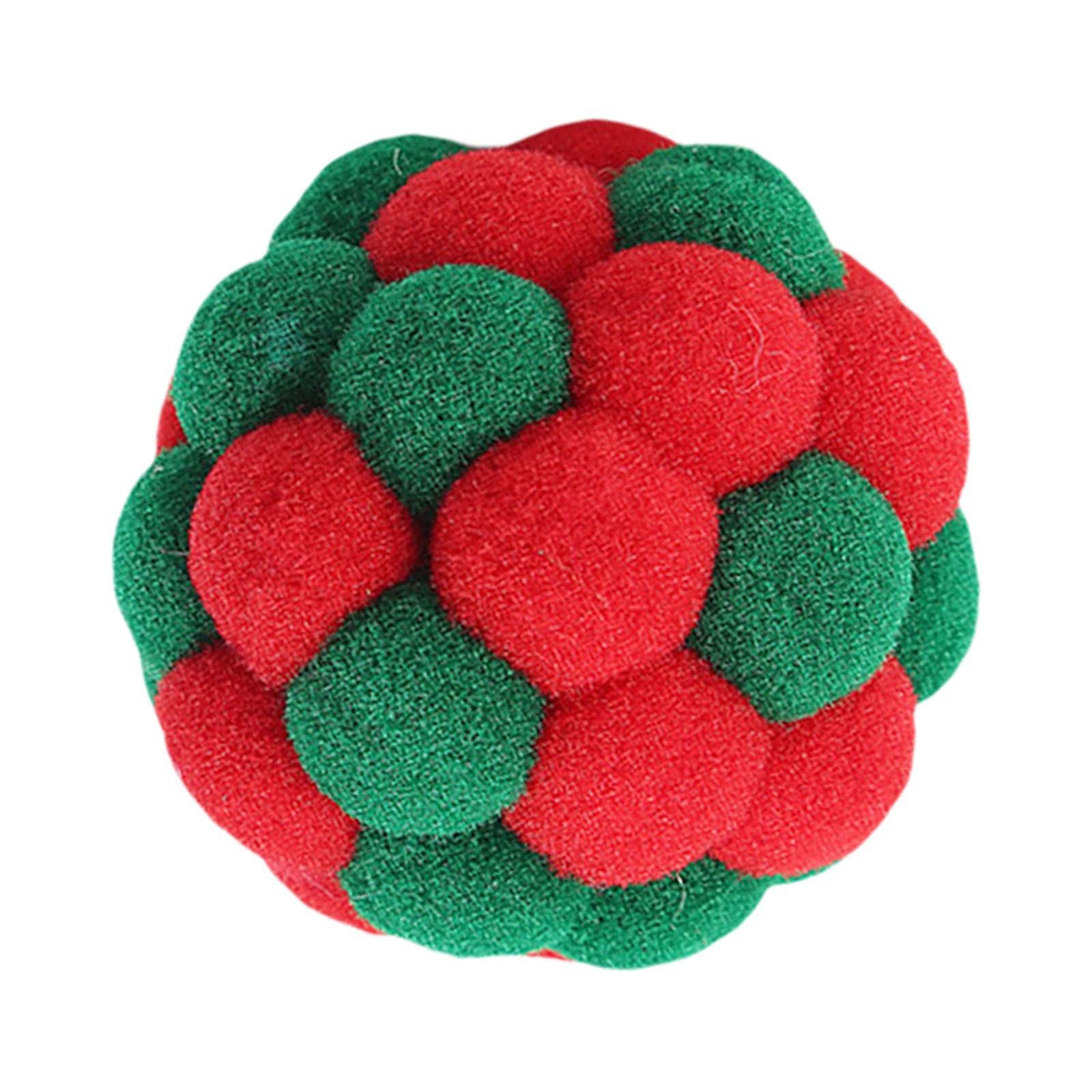 Ecomistiq Cat Toy Balls With Bells Soft Indoor Cats Kitty Kitten Interactive Toys Red Green| Toys| Supplies |Pet