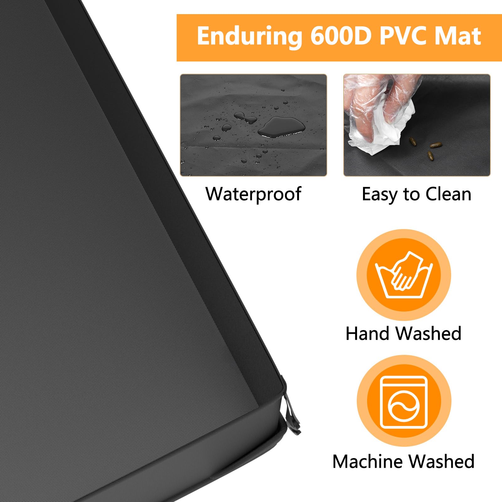 Tresbro Guinea Pig Cage Liner With One-Hand Release Hook & Thickened Bottom Corner, 48''L X 24''W Waterproof And Washable Tarp Base For C&C Grids Guinea Pig Hedgehog Bunny Habitat, Rabbit Cage Liner