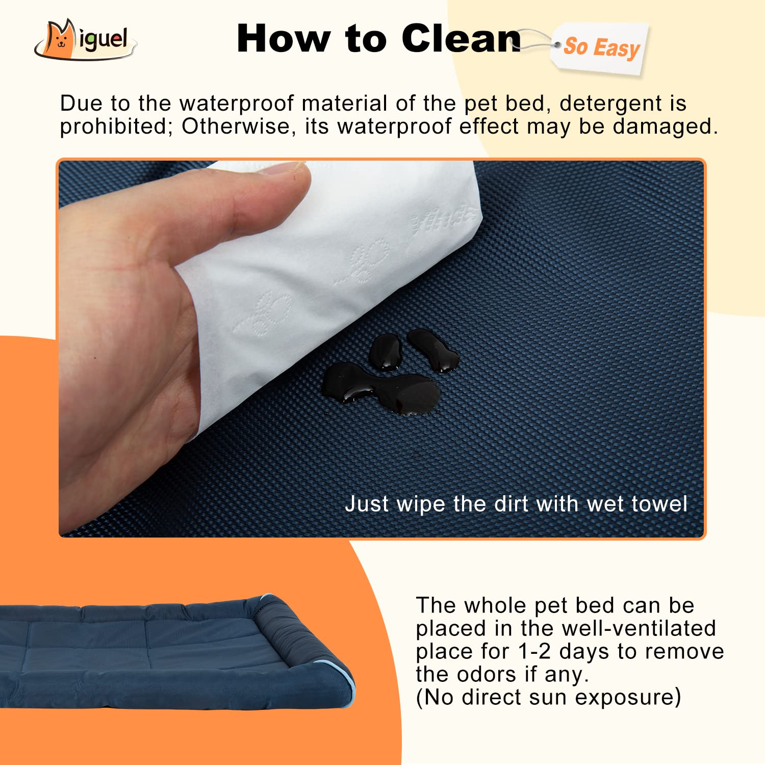 Miguel Outdoor Waterproof Dog Bed For Metal Dog Crates Water-Resistant Oxford All Weather Pet Mat Heavy Duty Durable Easy Clean Travel Indoor Outdoor Puppy Cat Bed(36Inch Dog Bed Dog Crate,Blue)