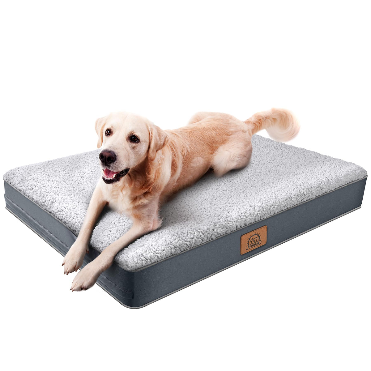 Orthopedic Dog Bed For Large Dogs And Extra Large Dogs, Xl Dog Bed With Removable Waterproof Cover And Machine Washable Dog Bed, Pet Bed Mat Egg-Crate Foam, L-Plus(36'X27'X3'), Grey