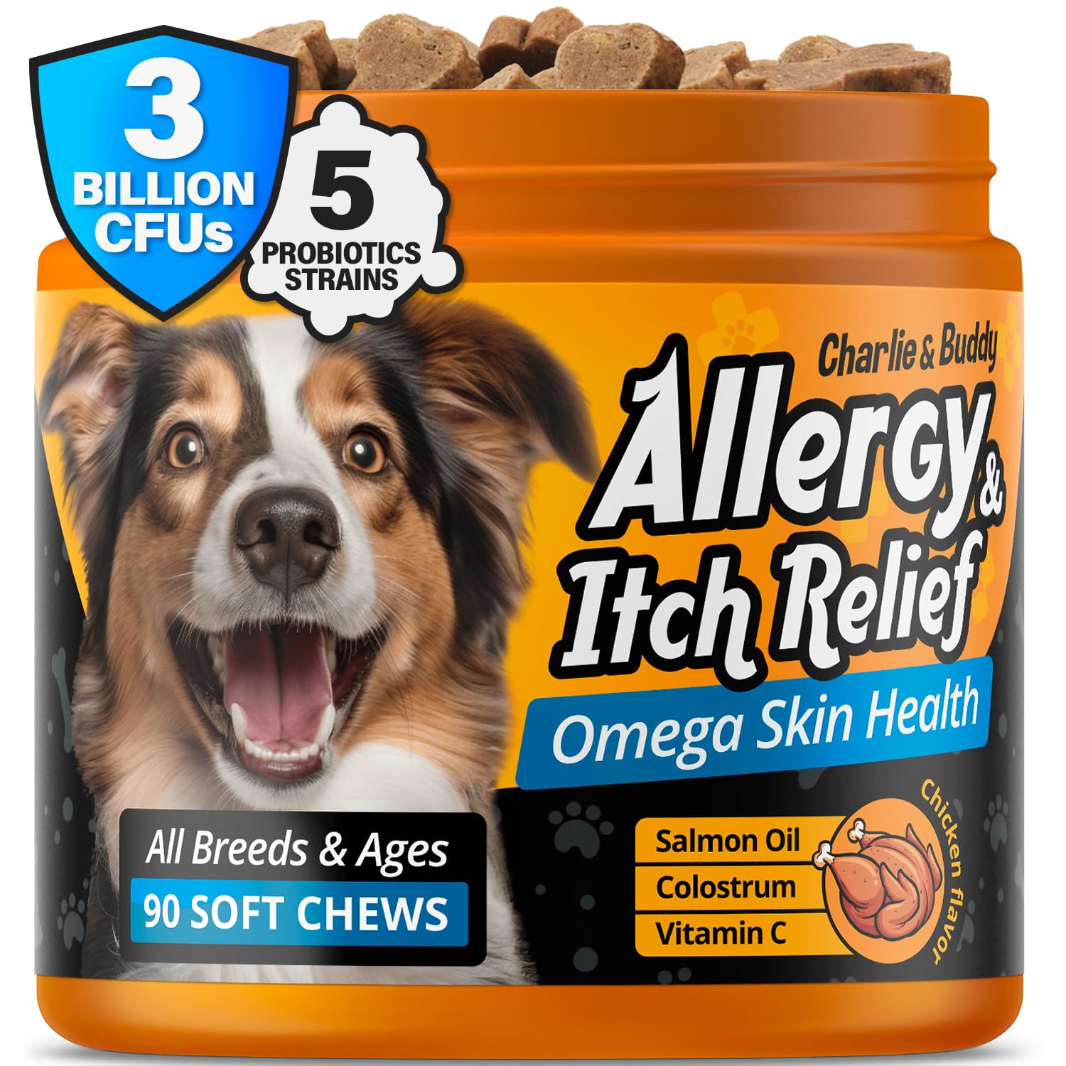 Dog All?rgy Relief Chews, Immun? Support & It?h R?lief for Dogs, Skin and Coat Supplements with Omega 3 Fish Oil, ACV, Vitamin C