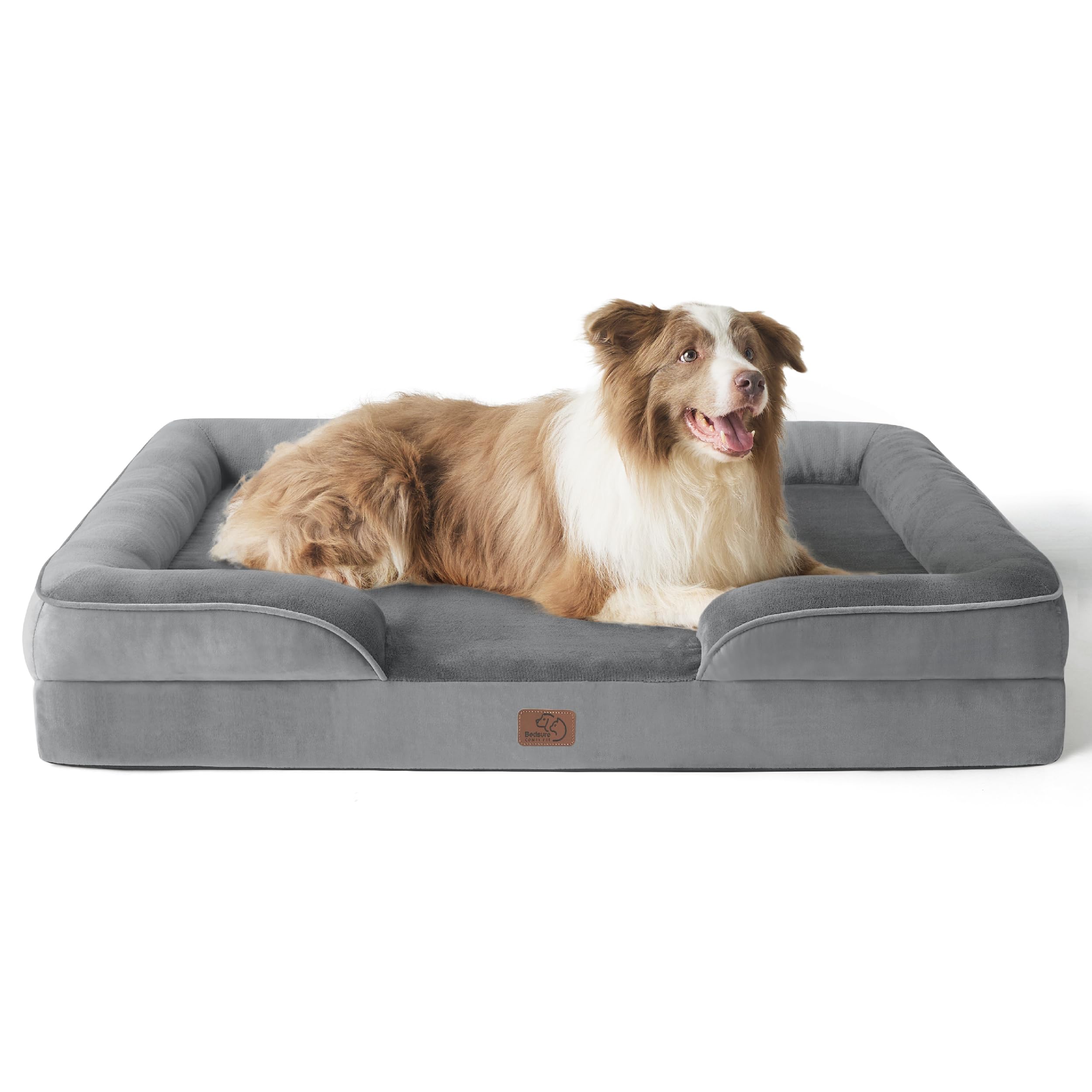 Bedsure Orthopedic Dog Bed For Large Dogs - Big Washable Dog Sofa Beds Large, Supportive Foam Pet Couch Bed With Removable Washable Cover, Waterproof Lining And Nonskid Bottom, Grey