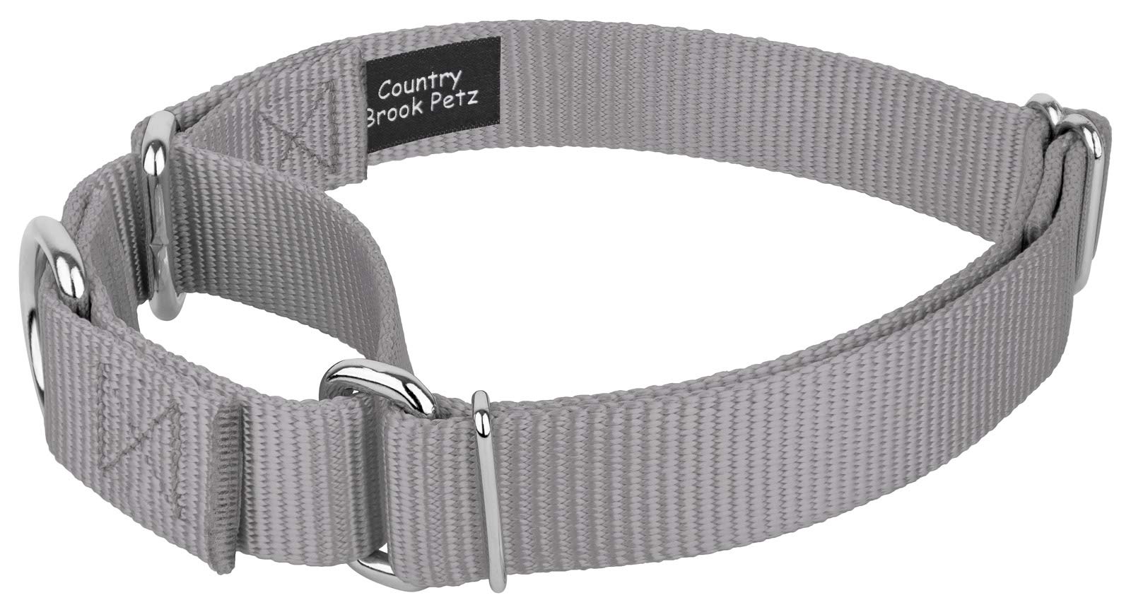 Country Brook Design - Silver Martingale Heavy Duty Nylon Dog Collar - 21 Vibrant Color Options (3/4 Inch Width, Small)