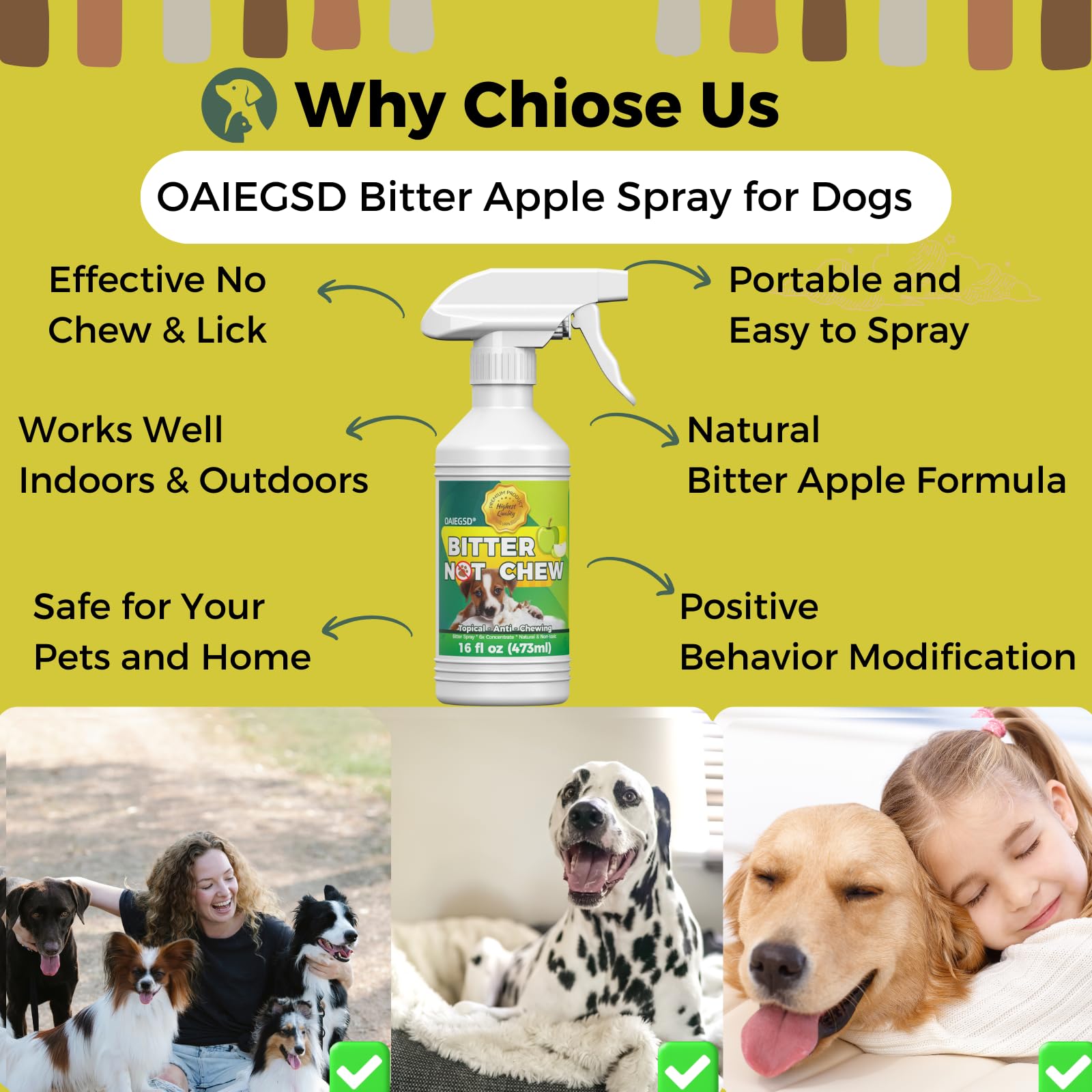 Oaiegsd Dog Spray To Prevent Chewing - Fast-Acting Chew Deterrent - 16Oz