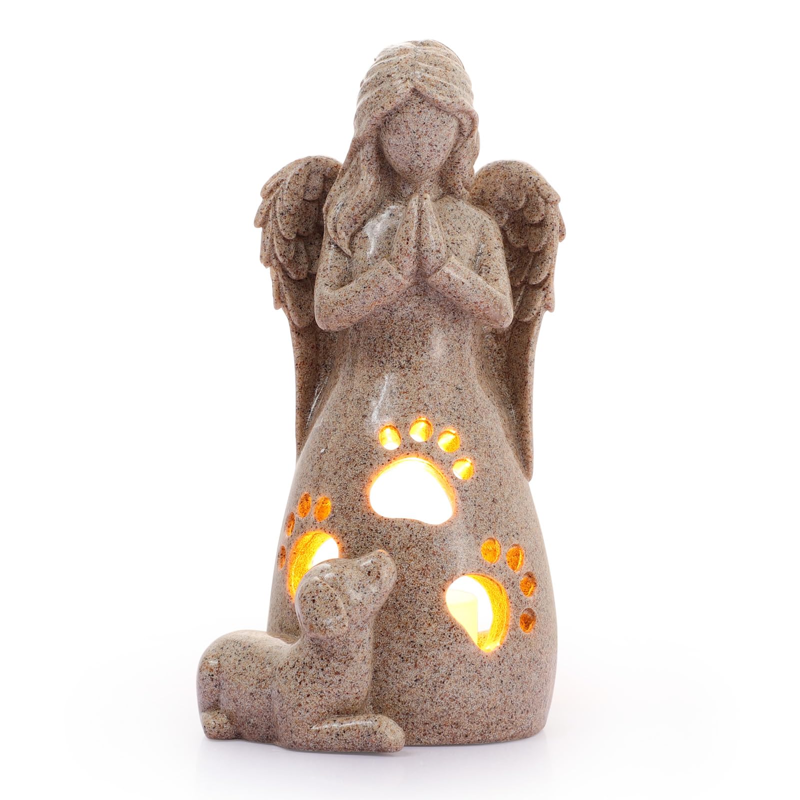 Bearae Dog Sympathy Gift - Candle Holder & Angel Statue For Pet Memorial
