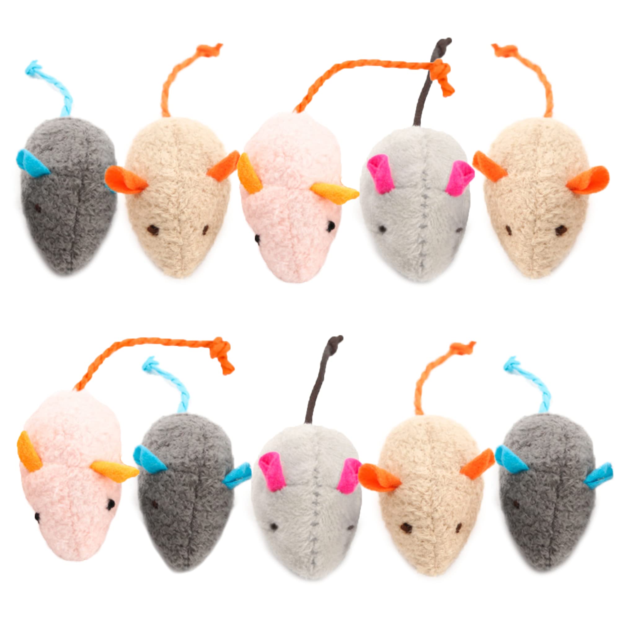SunGrow Cat Catnip Mice Toys, Furry Plush for Hunting and Pouncing Instinct, 2   , Interactive, Encourages Agility, Coordination