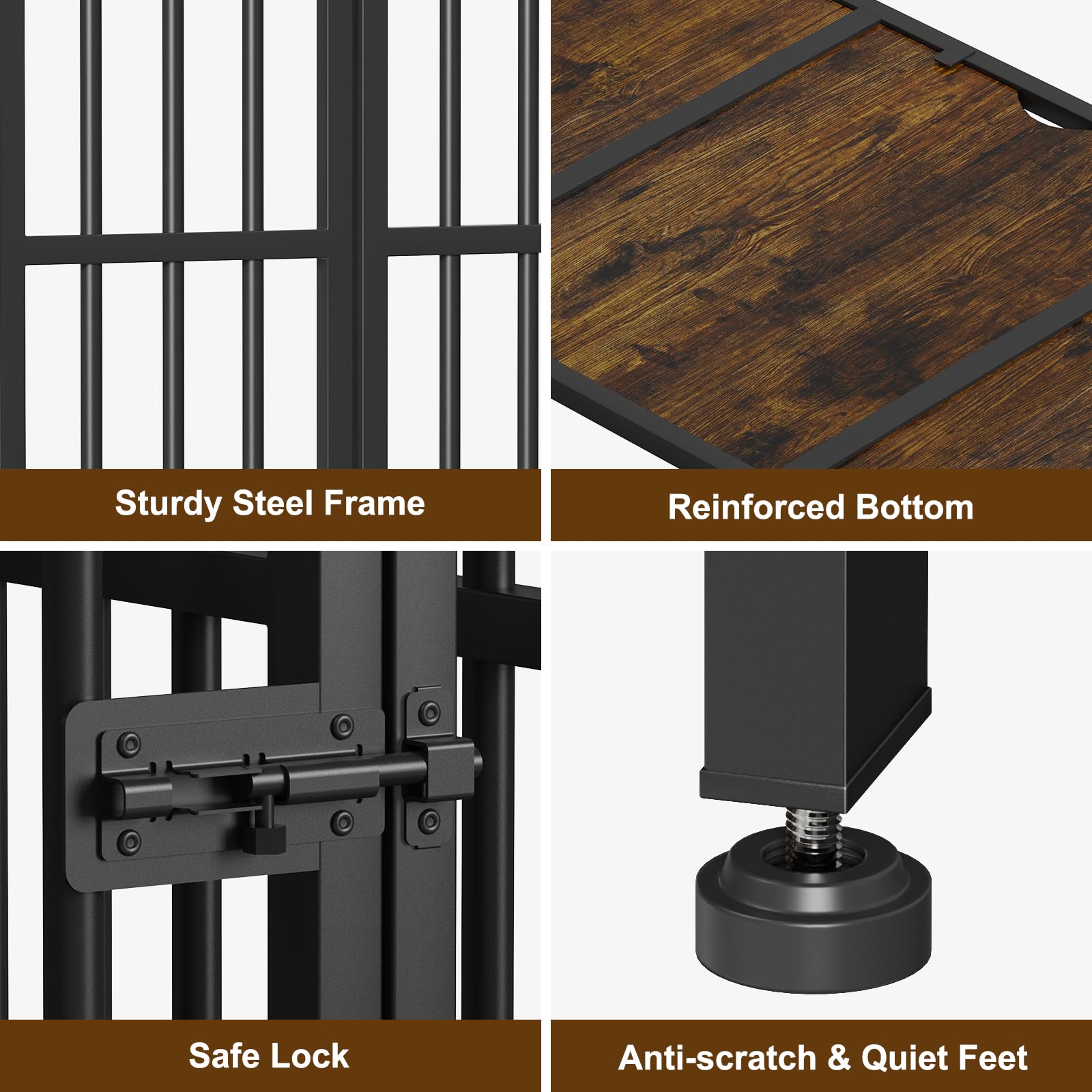 Easycom 41 Foldable Dog Crate Furniture, No Assembly Decorative Dog Kennel Indoor, XL Dog Crates for Large Dogs, Wooden Dog Cage