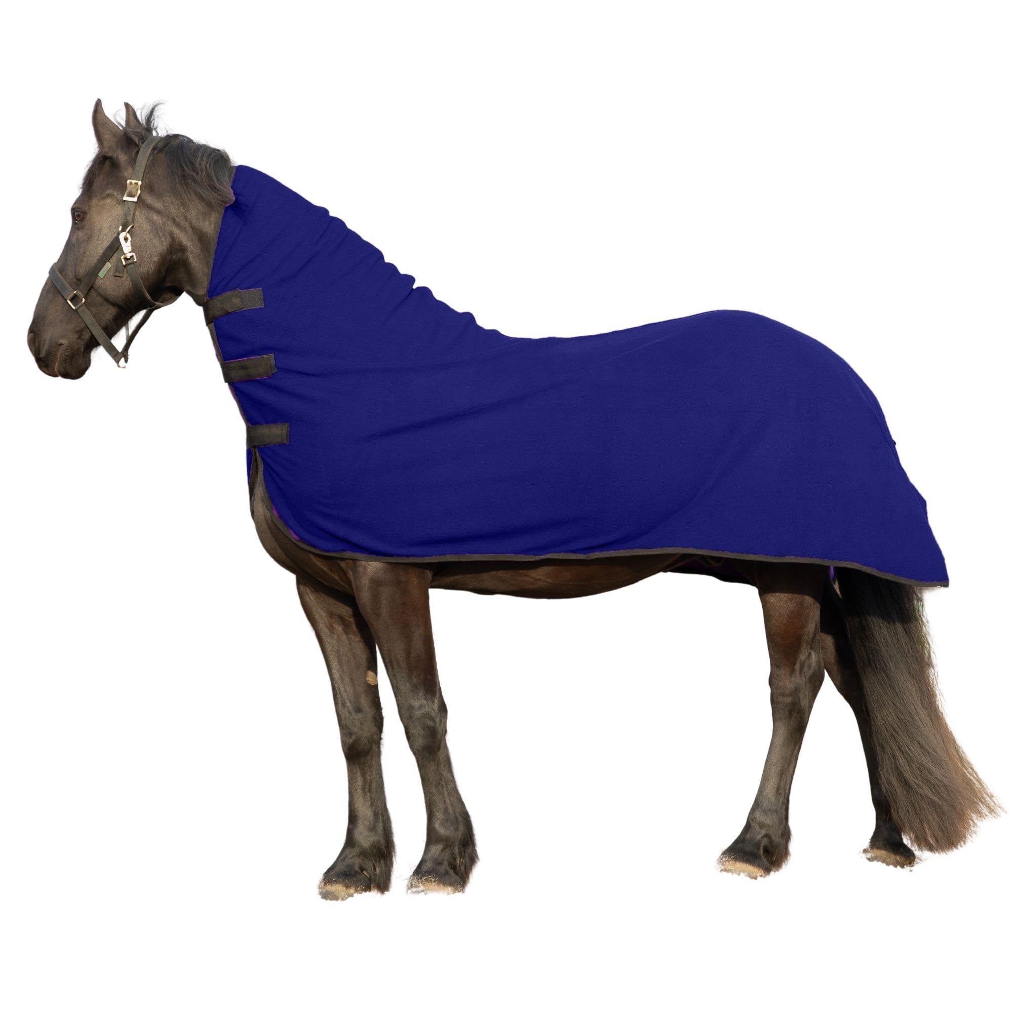 Resistance Long Lasting & Warm Soft Fleece Contour Cooler For Horse (Medium (68''-72''), Navy Blue)