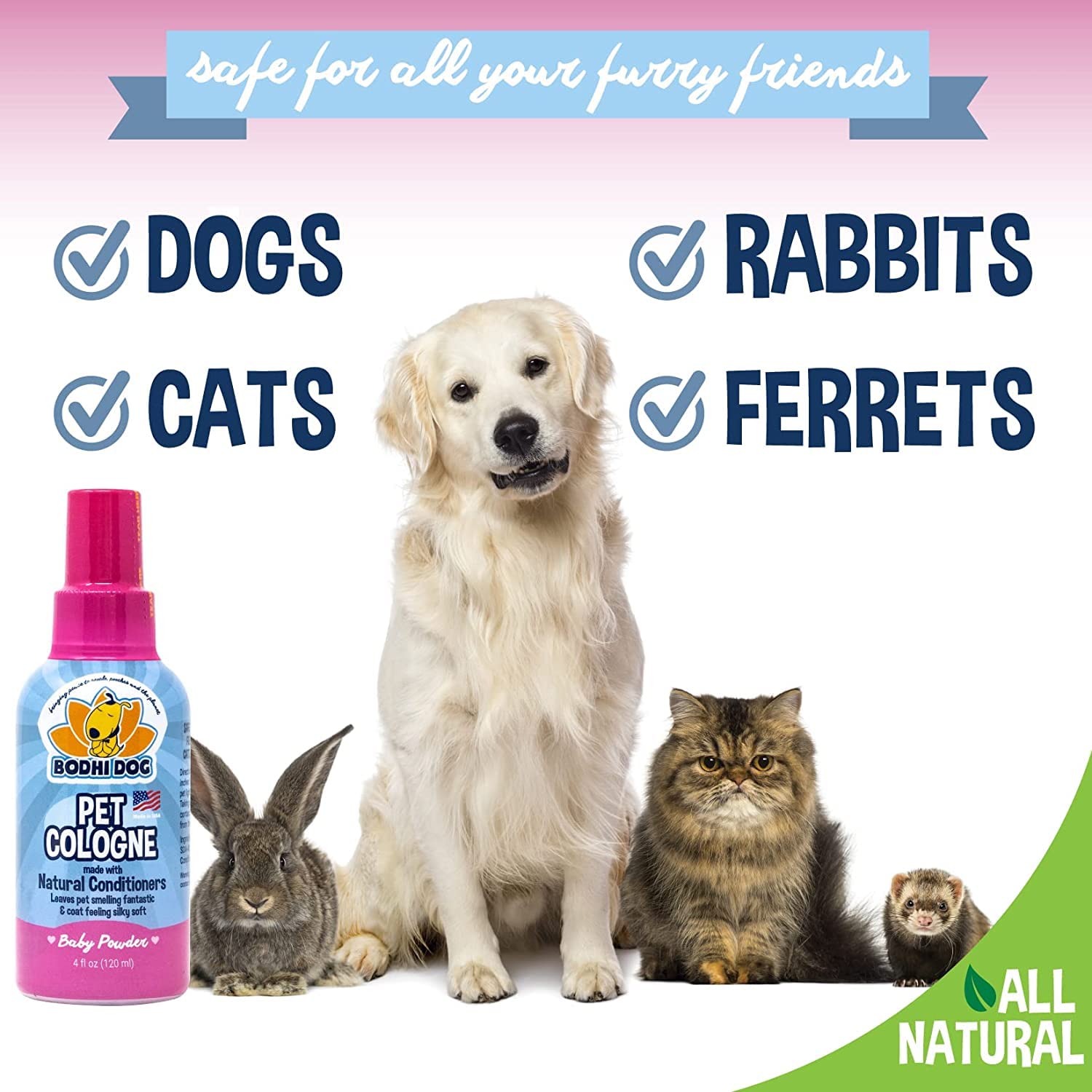 Bodhi Dog Baby Powder Scented Cat & Dog Cologne 4Oz + Oatmeal Dog Shampoo & Conditioner For Pet Grooming 8Oz | Moisturizing Dog Shampoo For Sensitive Skin | Deodorizing Cat And Dog Grooming Bundle