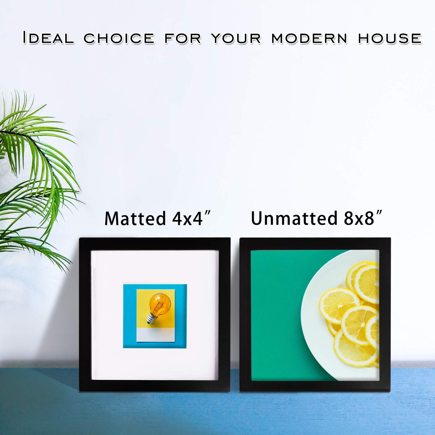 Egofine 8x8 Black Picture Frame - Solid Wood, Table Top & Wall Mount Display, Perfect for Photos and Art