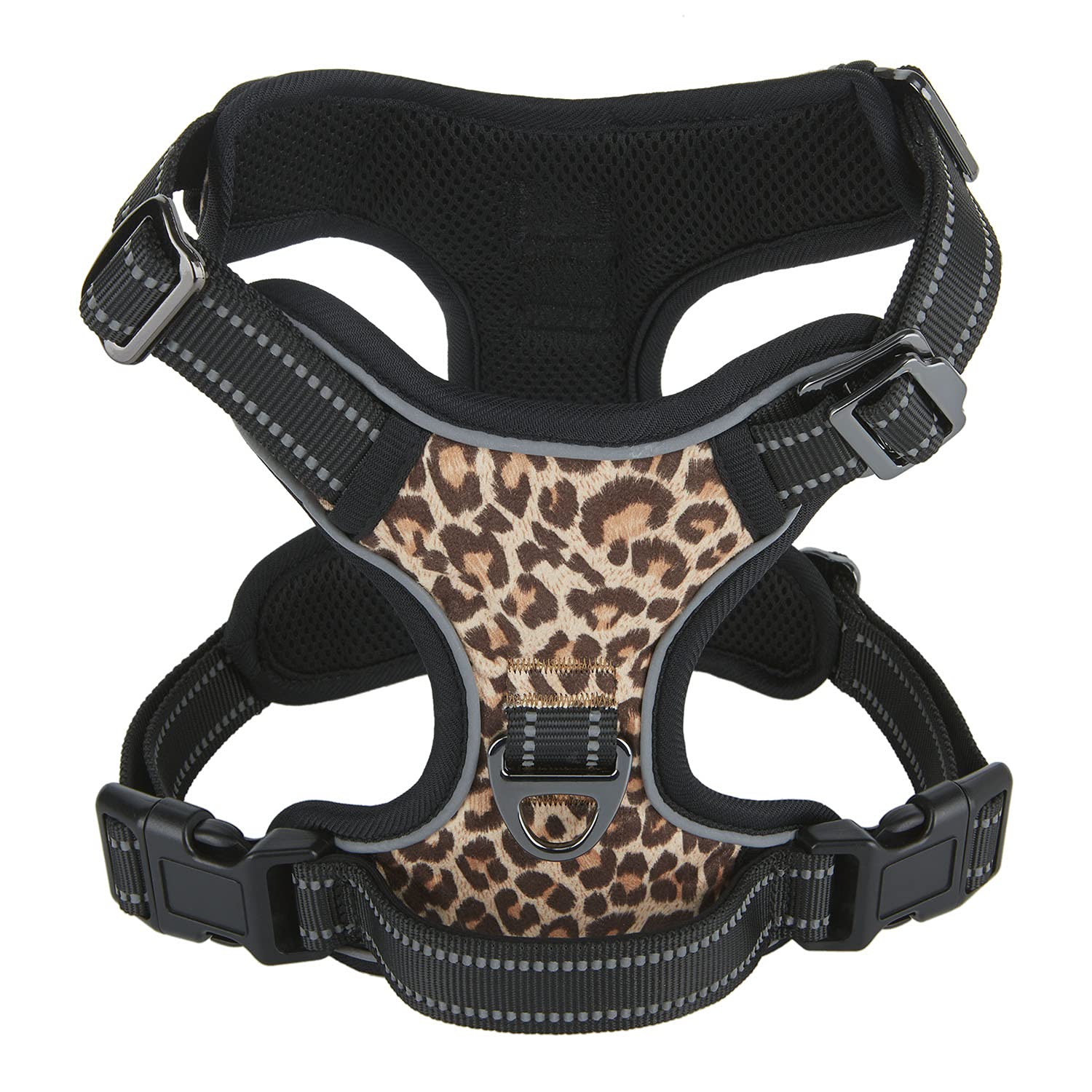 Petiry Dog Harness, Fancy Leopard Pet Harness,No Pull Dog Harness, Adjustable And Durable With Soft Padded Reflective Vest Harne