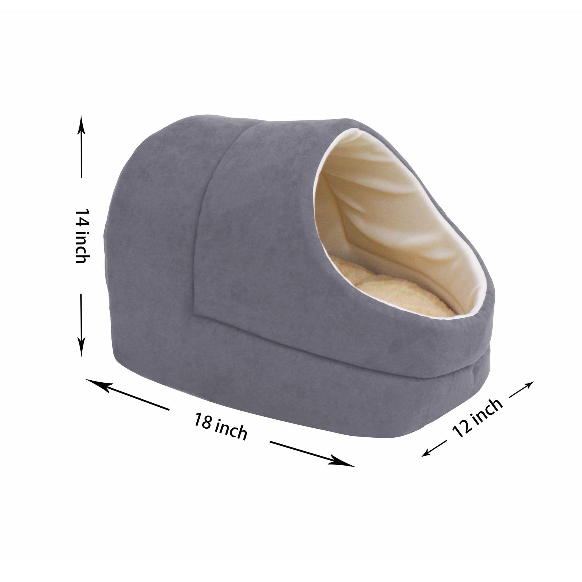 Goopaws Goopaws Cat Cave For Cat And Warming Burrow Cat Bed, Pet Hideway Sleeping Cuddle Cave (Grey-2)