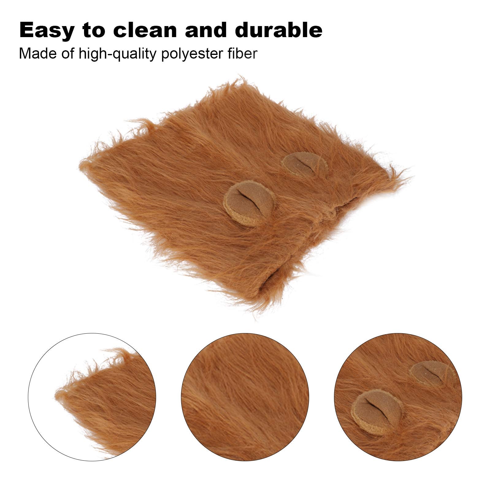 Lion Mane for Dog, Pet Lion Mane Costume Drawstring Dog Lion Mane Light Brown Pet Headgear Costume for Dog Fancy Lion Hair Dog C