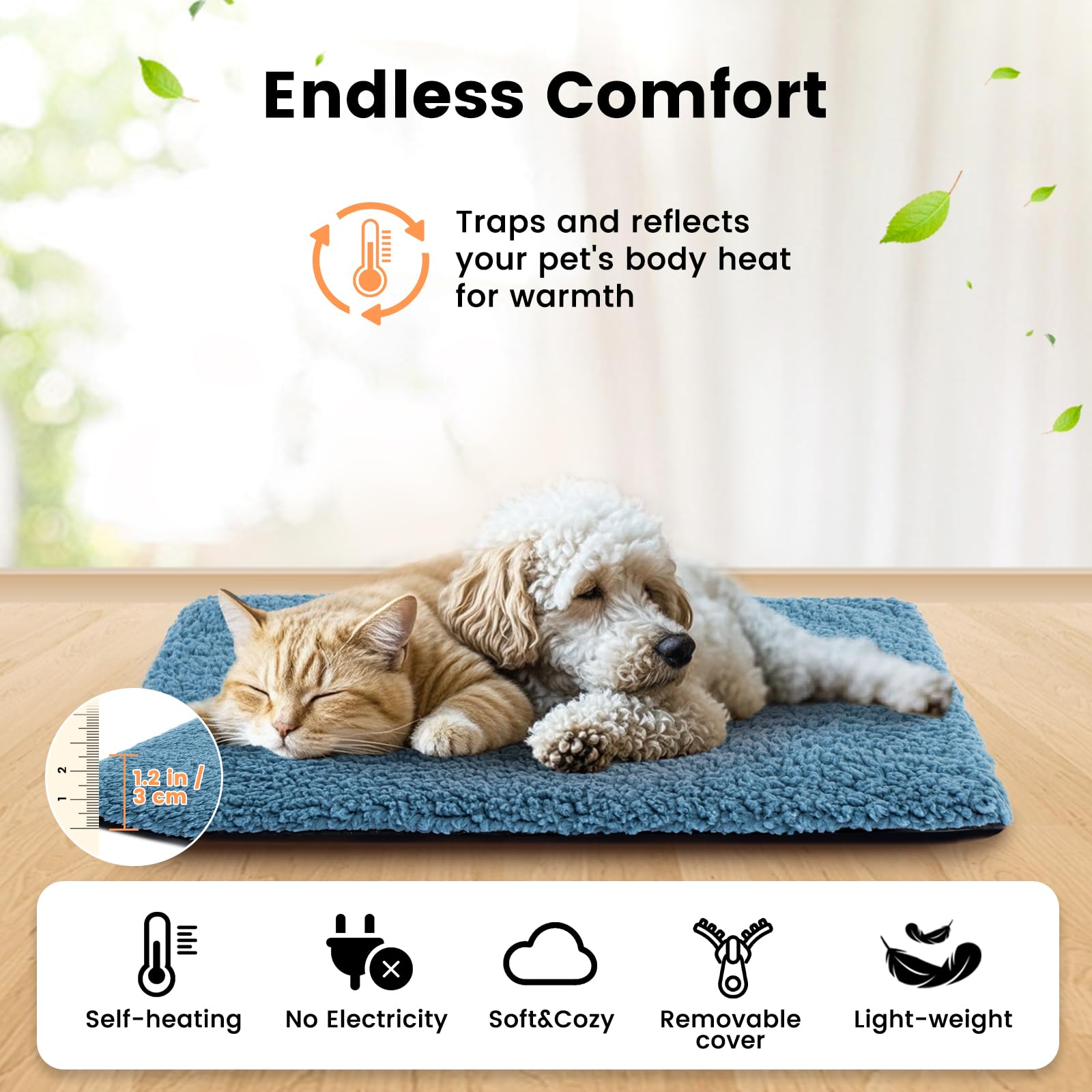 Miguel Cat Bed Self Warming Dog Bed Cat Self Heating Mat For Dog Heating Pad For Dogs House 42 X 28 Inch Thermal Dog Crate Pad,