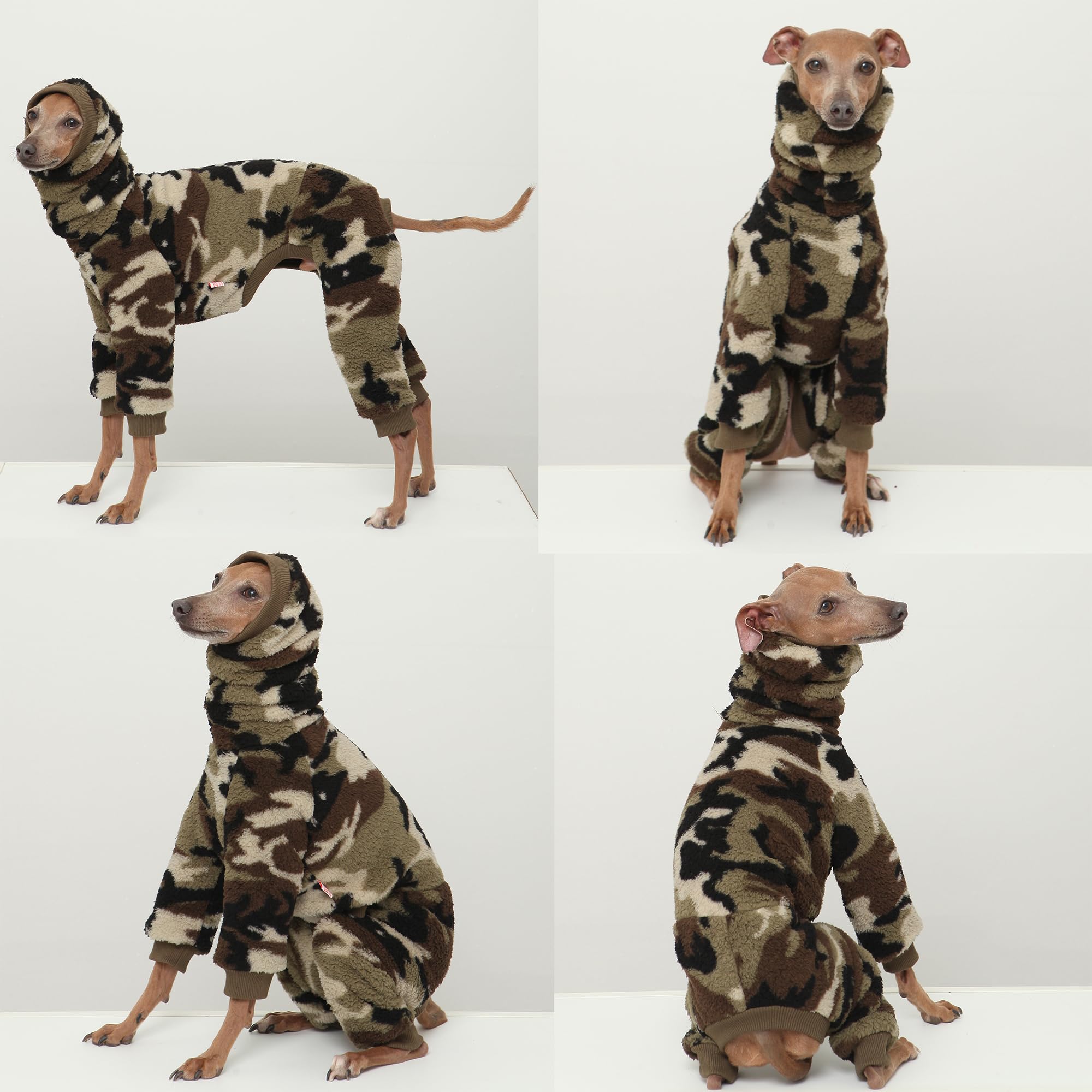 D DOGGY STAR Italian Greyhound Sweater Turtleneck Outfit Camo Warm Fleece Onesie Clothes Whippet for Dog Coat (2XL,FLC Green Cam