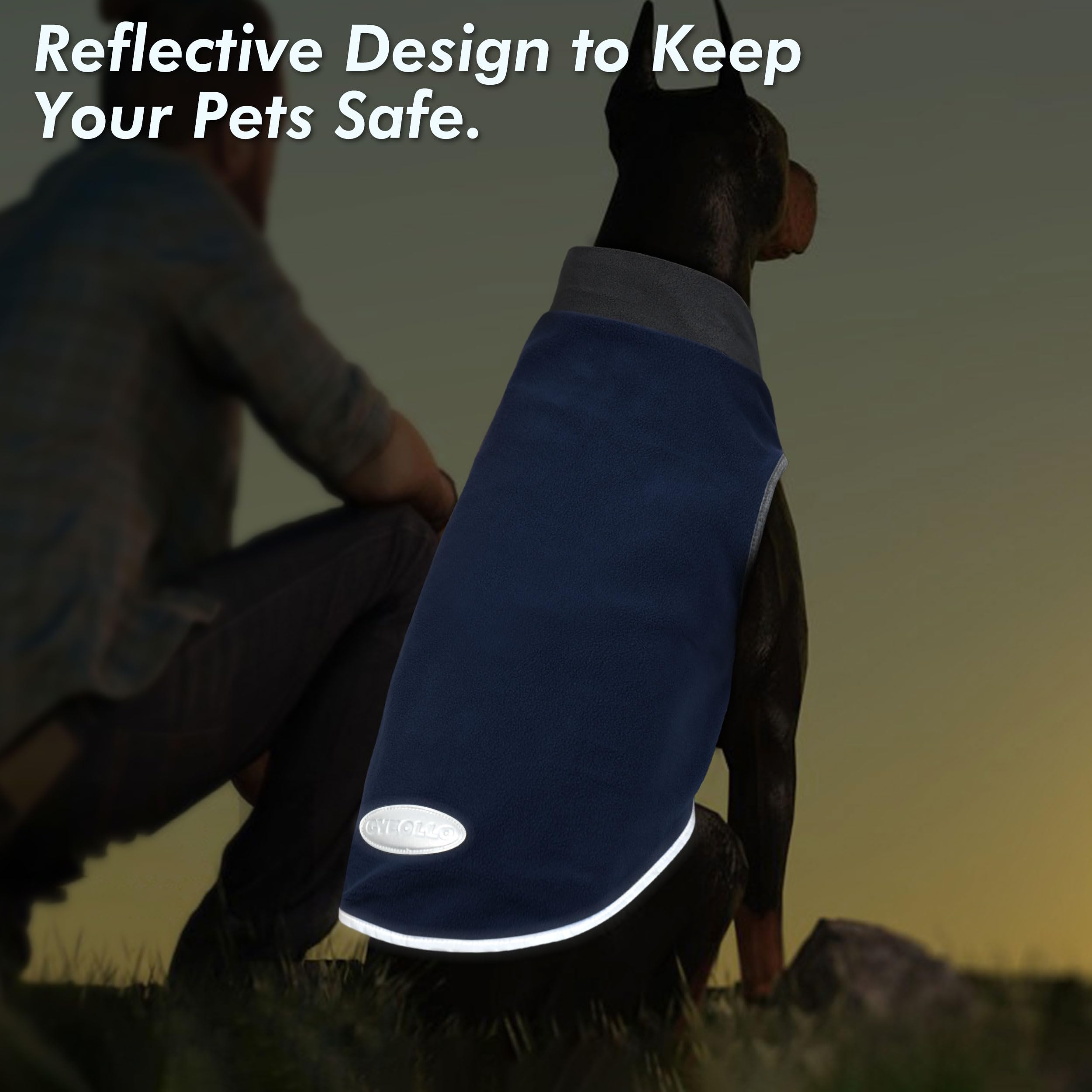 Cyeollo 2 Pack Dog Sweater Stretchy Sweatshirt Soft Fleece With Reflective Stripe Pullover Dog Jacket Pet Puppy Dog Clothes In Cold Weather Sweaters For Small Dogs Grey & Blue