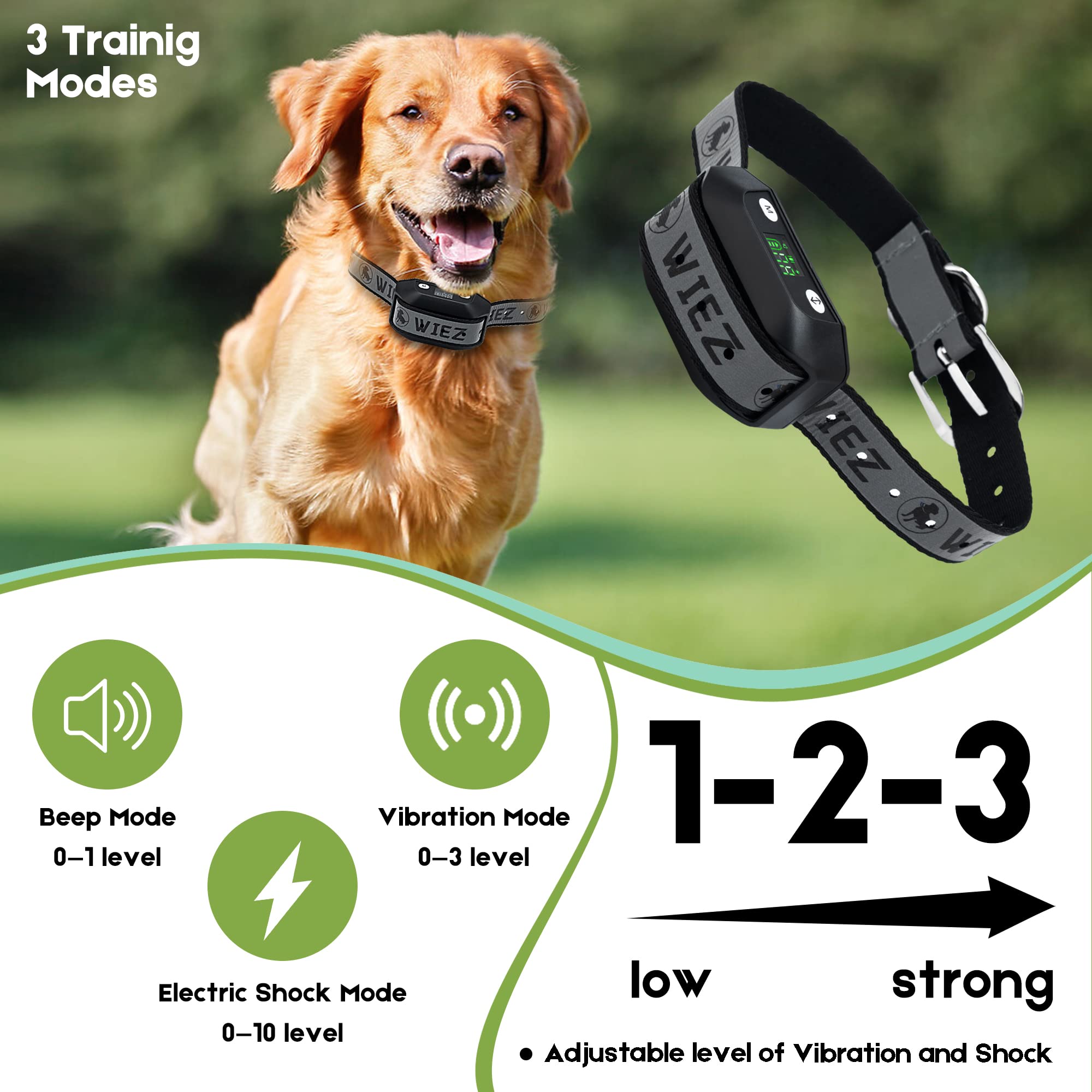 Wiez Gps Wireless Dog Fence, Electric Dog Fence For Outdoor, Range 65-3281Ft, Adjustable Warning Strength, Rechargeable, Pet Con