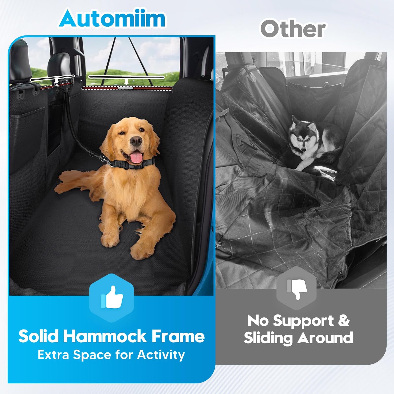 Automiim Floor Dog Hammock For Truck With Flip Up Seats, Crossbar Design Seat Cover For Back Seat Crew Cab, Xl Truck Pet Cover B