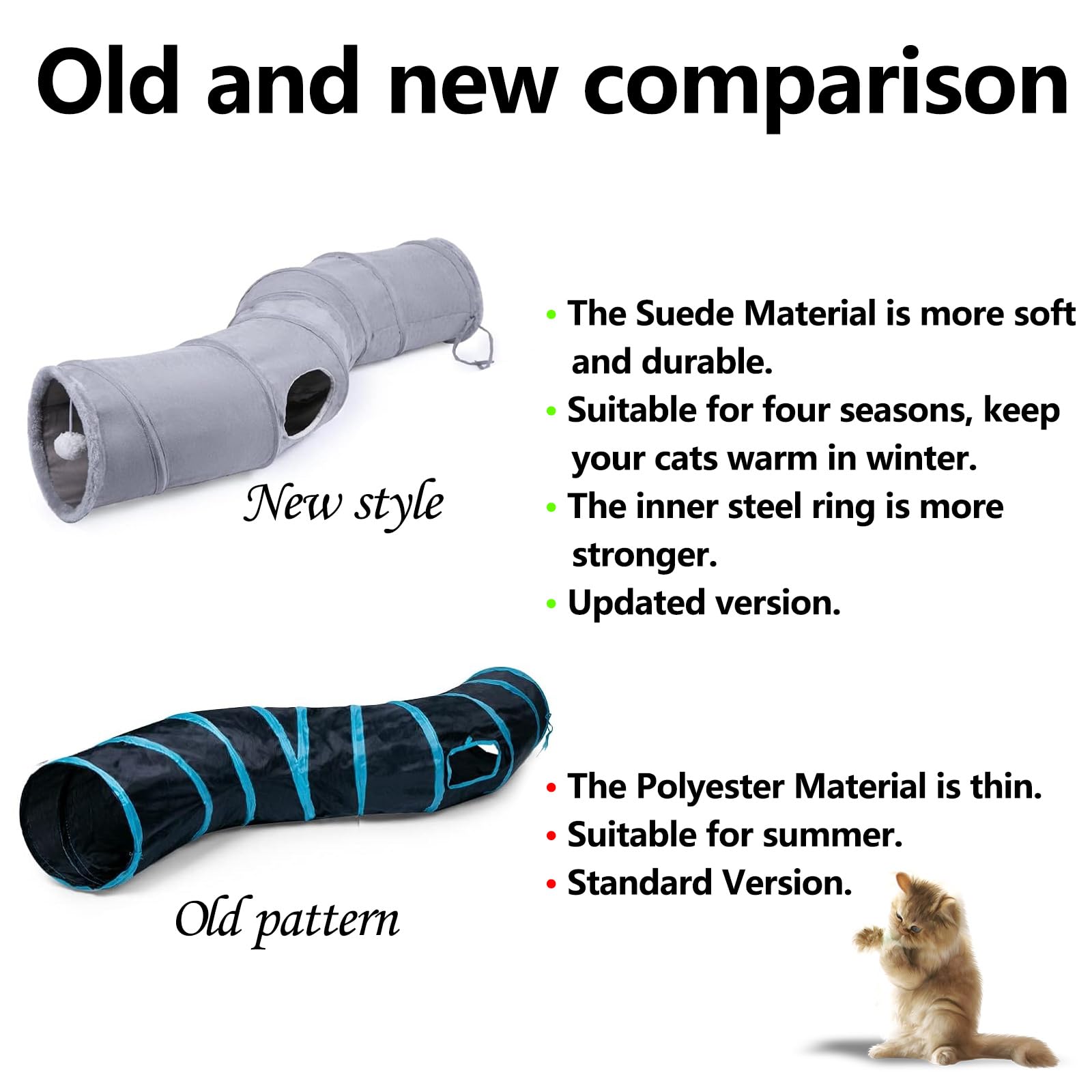 Tilanmiy S-Shape Collapsible Cat Play Tube Toys With Plush Ball, Indoor Play Tunnel For Puppy, Kitty, Kitten, Rabbit