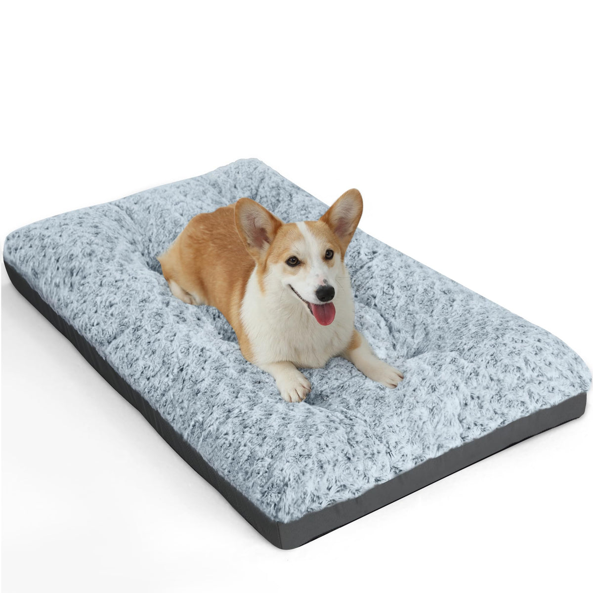 Pocblue Deluxe Washable Dog Bed For Medium Dogs Dog Crate Mat 30 Inch Comfy Fluffy Kennel Pad Anti-Slip For Dogs Up To 40 Lbs, 30' X 19', Grey