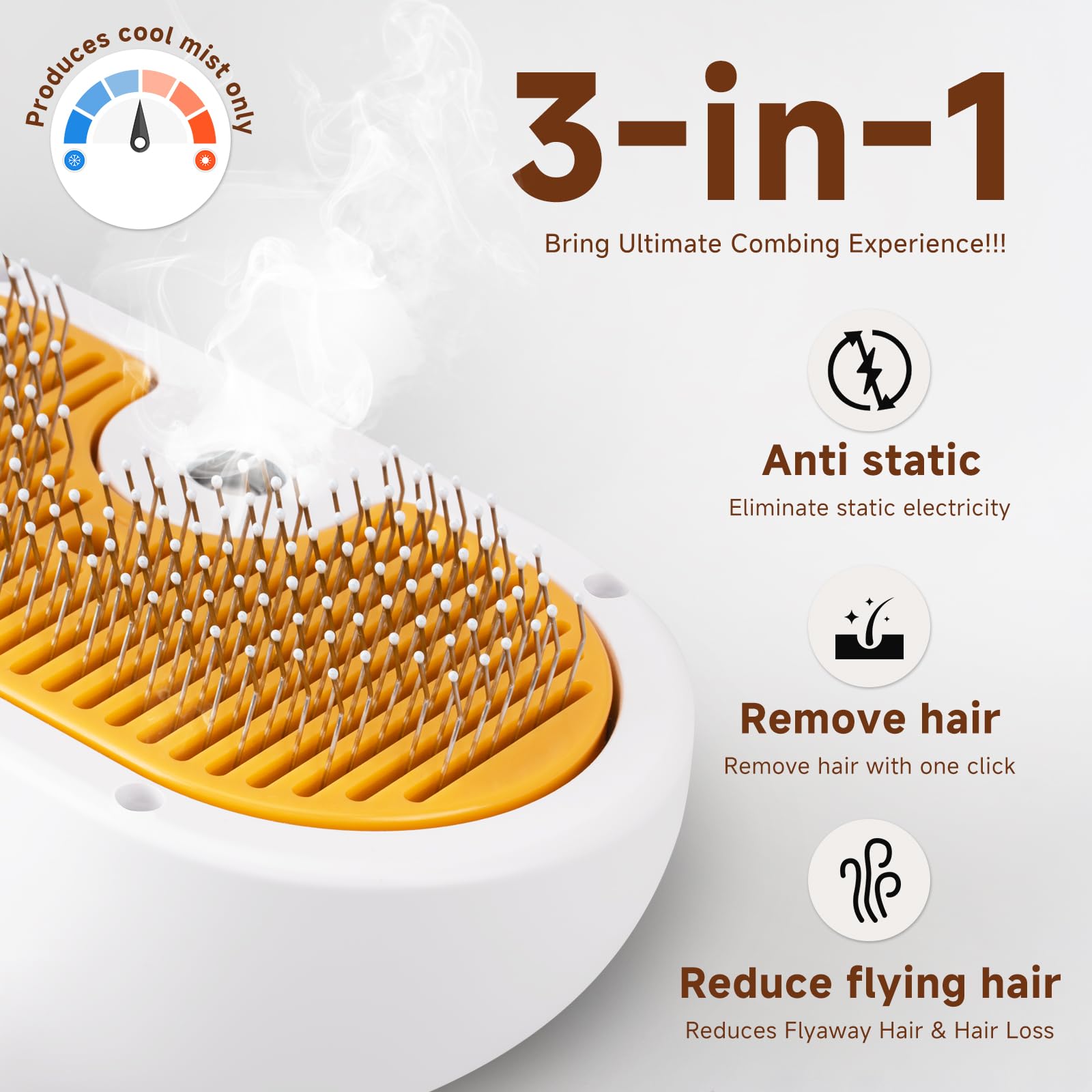 VVWVVW Pet Steam Brush for Dog & Cat - 3-in-1 Spray Hair Removal Comb - Steam for Shedding & Grooming - Water Brush for Long & S