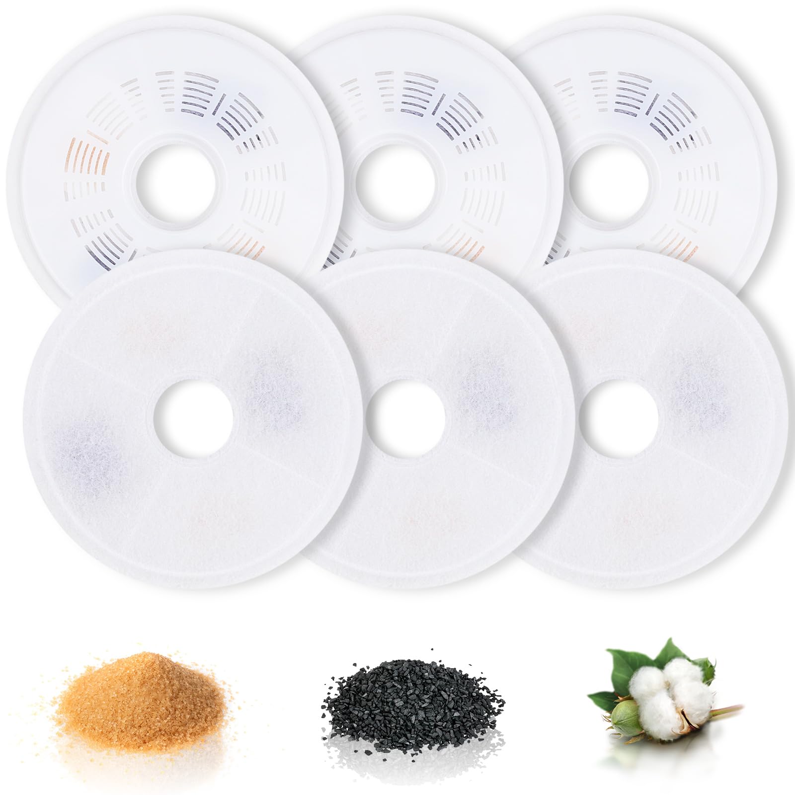 Chukchi 6 Pack Cat Water Fountain Filter For Catit,Catit Fountain Filter Replacement Fit For Most Cat Pet Drinking Dispenser Tri