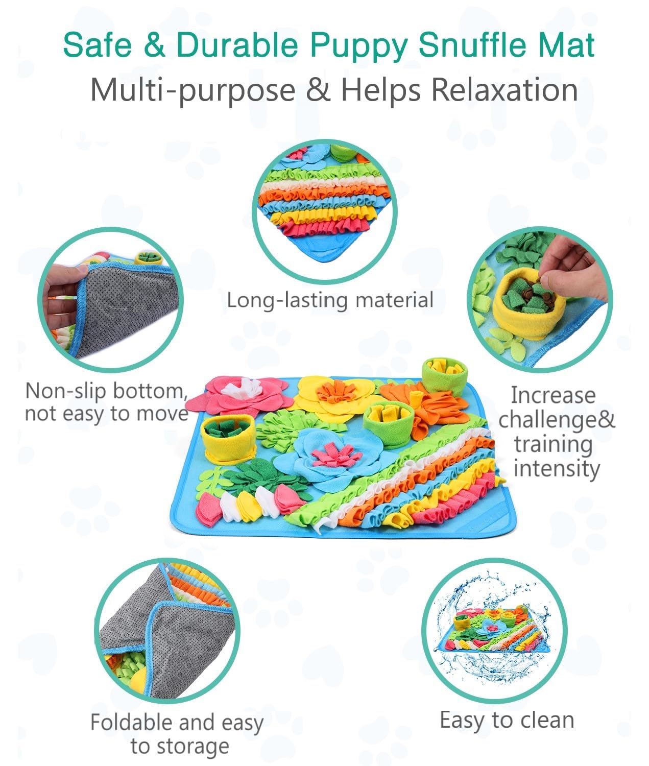 ORIA Snuffle Mat for Dogs, Interactive Slow Feeder & Foraging Mat, Enrichment Puzzle Toys for Boredom, Keep Busy, Treats Feeding