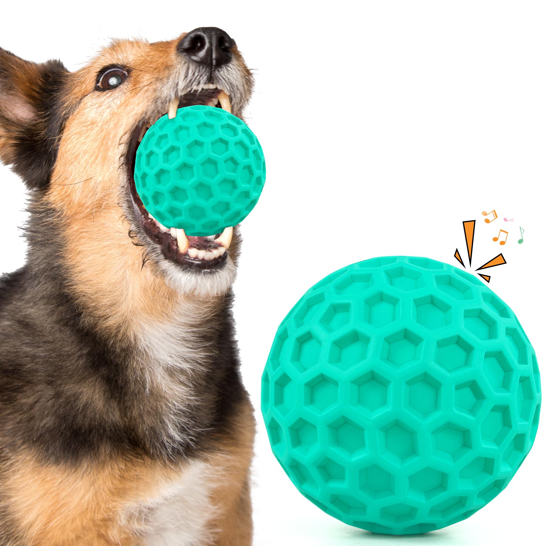 Zrifaqesw Squeaky Dog Toys For Aggressive Chewers, Indestructible Dog Balls For Aggressive Chewers, Blue Green Squeaky Balls For