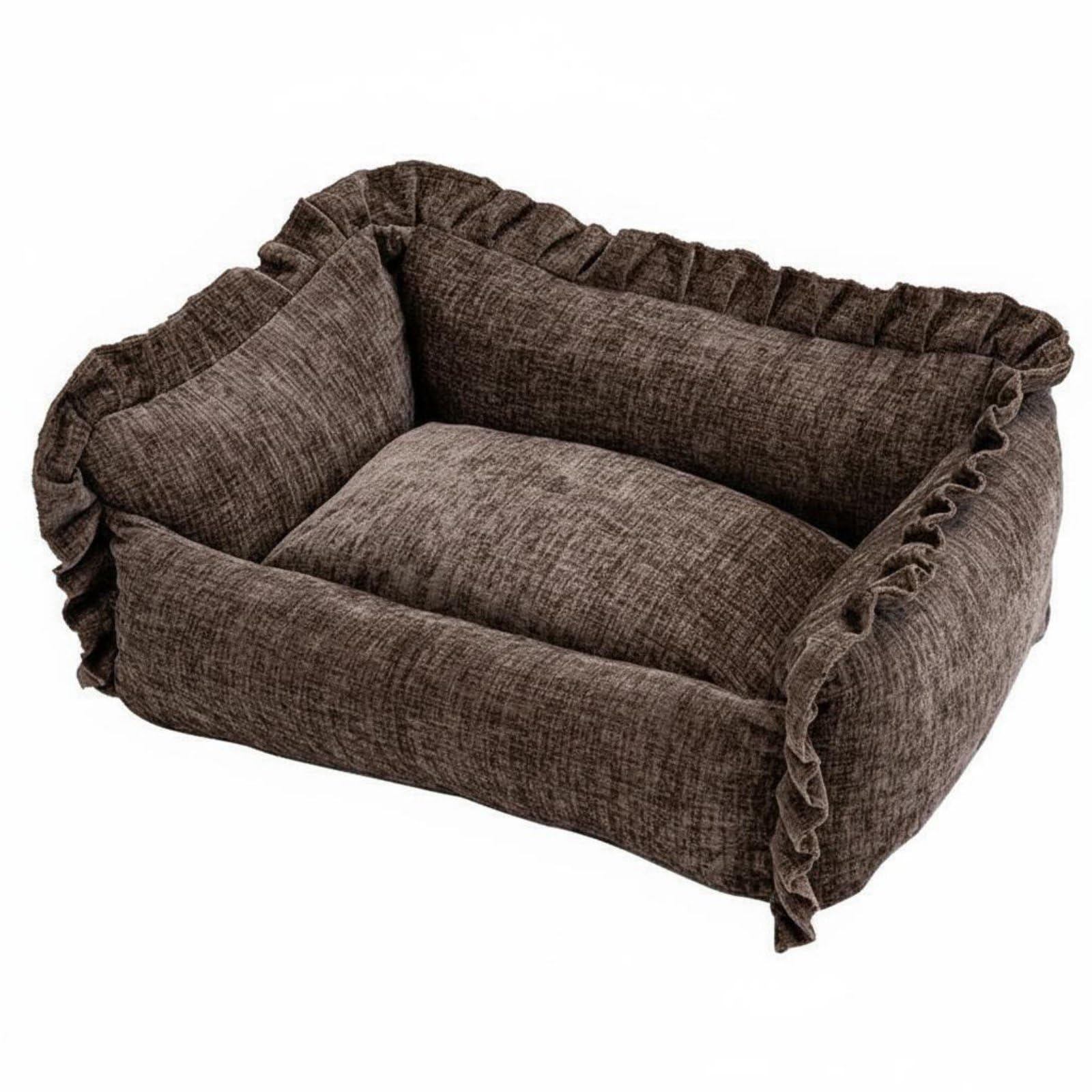 LOOM TREE Washable Dog Couch Bed WearResistant Removable Cover Pet Bed Nordic Design Soft Pet Sofa for Cats, Indoor, Coffee, M 