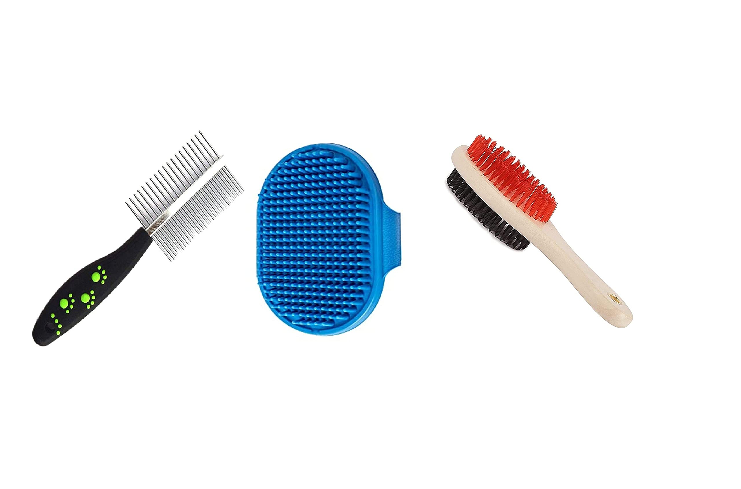 PSK PET MART Grooming Kit for Puppies & Dogs & Cats Long Hair+Short Hair Dog Brush, Soothing Washing Dog Gloves, 2 in 1 Pets Mas