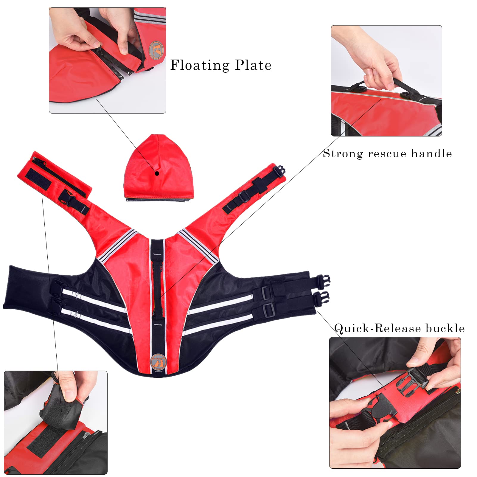 French Bulldog Life Jacket, High Flotation Dog Life Vest For Swimming Boating, Reflective Dog Swim Vest With Chin Float And Rescue Handle (Chest Girth: 17' To 30',Weight: 17' To 28' Lb)
