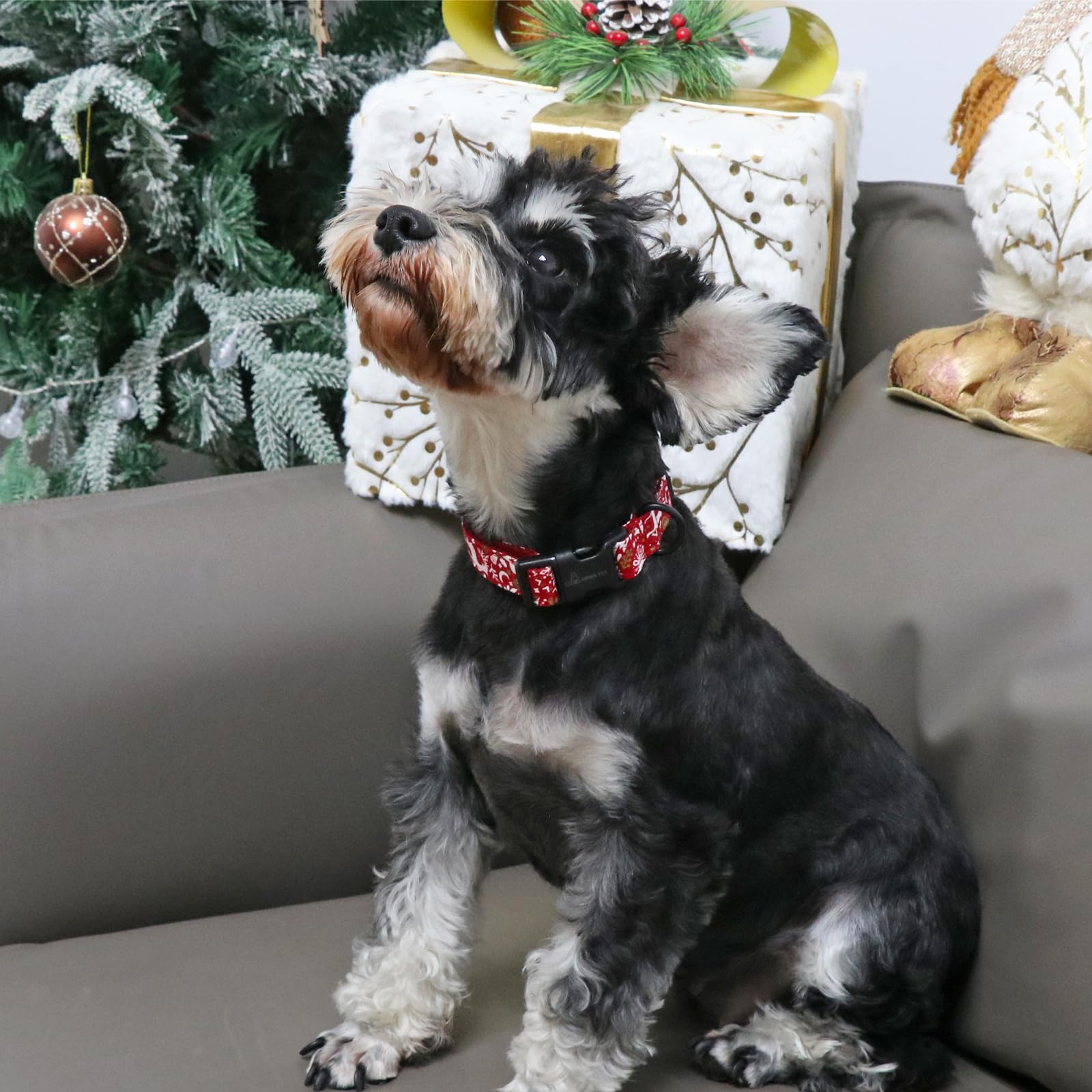 Aring Pet Christmas Dog Collar Cute Red Reindeer Dog Collars, Cotton Lightweight Christmas Dog Collars Puppy Collar For Small Medium Large Dogs