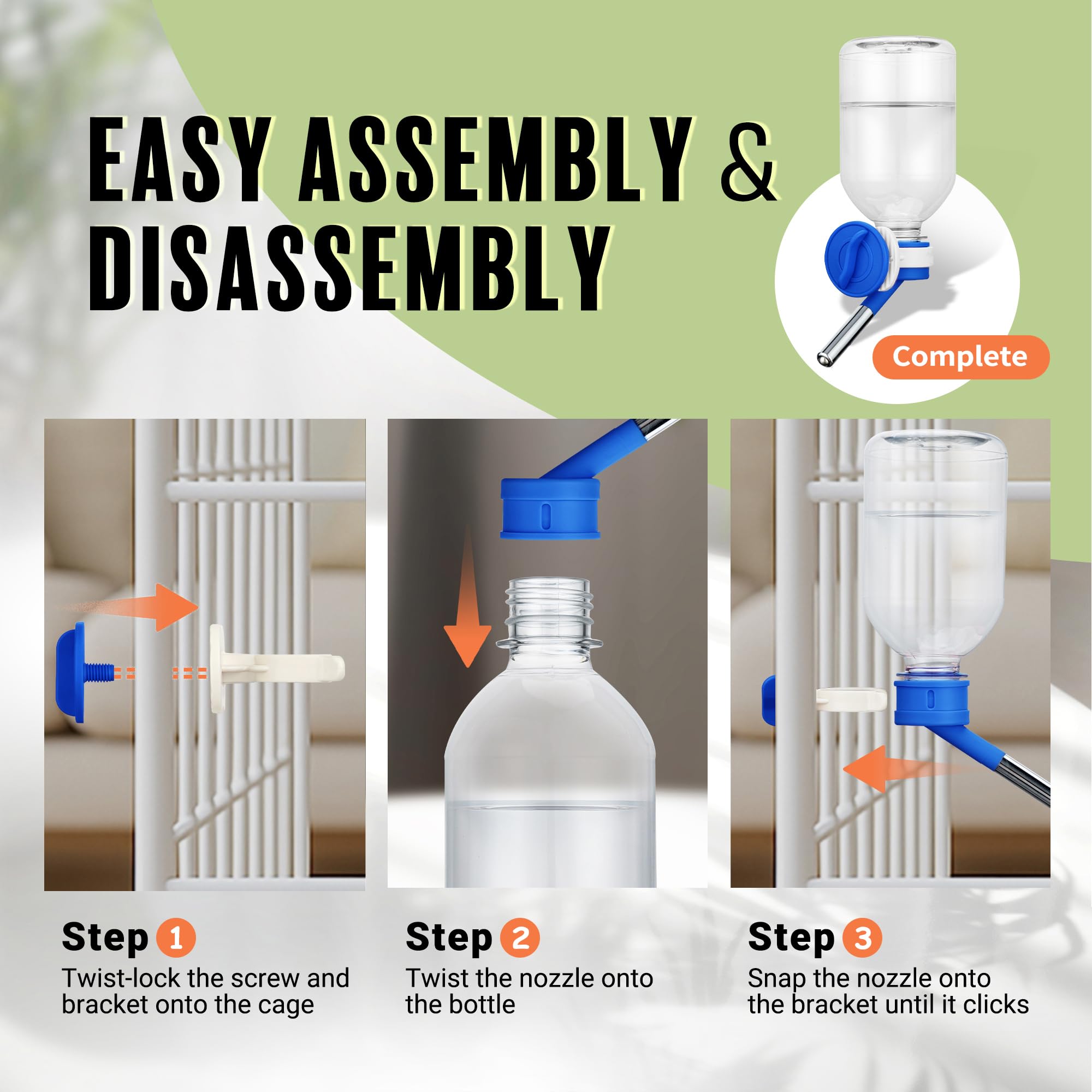 Choco Nose No-Drip Water Bottle/Feeder for Small Pets, 11.2 oz, Blue, Ideal for Guinea Pigs, Hamsters, Bunnies, and Ferrets