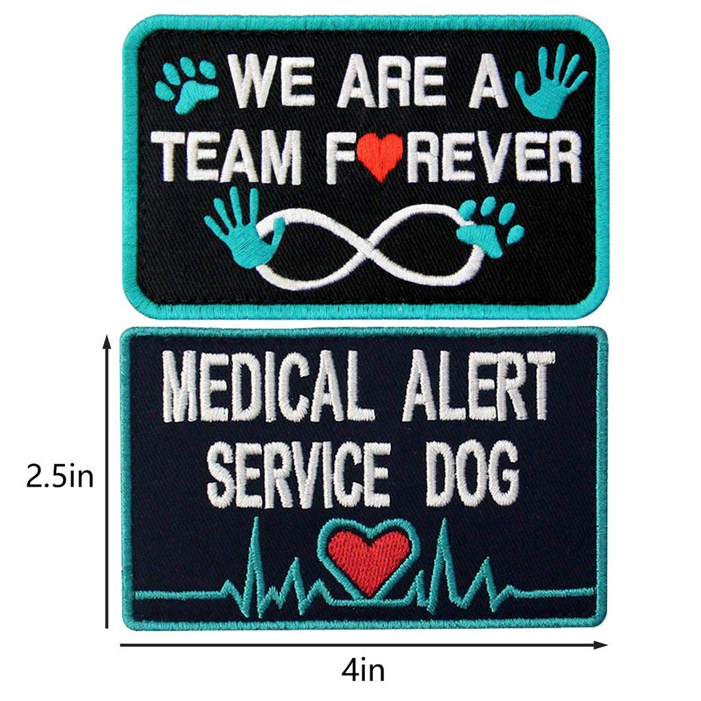 Service Dog Medical Not All Disabilities Are Visible Alert Vest/Harnesses Morale Tactical Patch Embroidered Badge Fastener Hook & Loop Emblem, 6 Pcs, Blue
