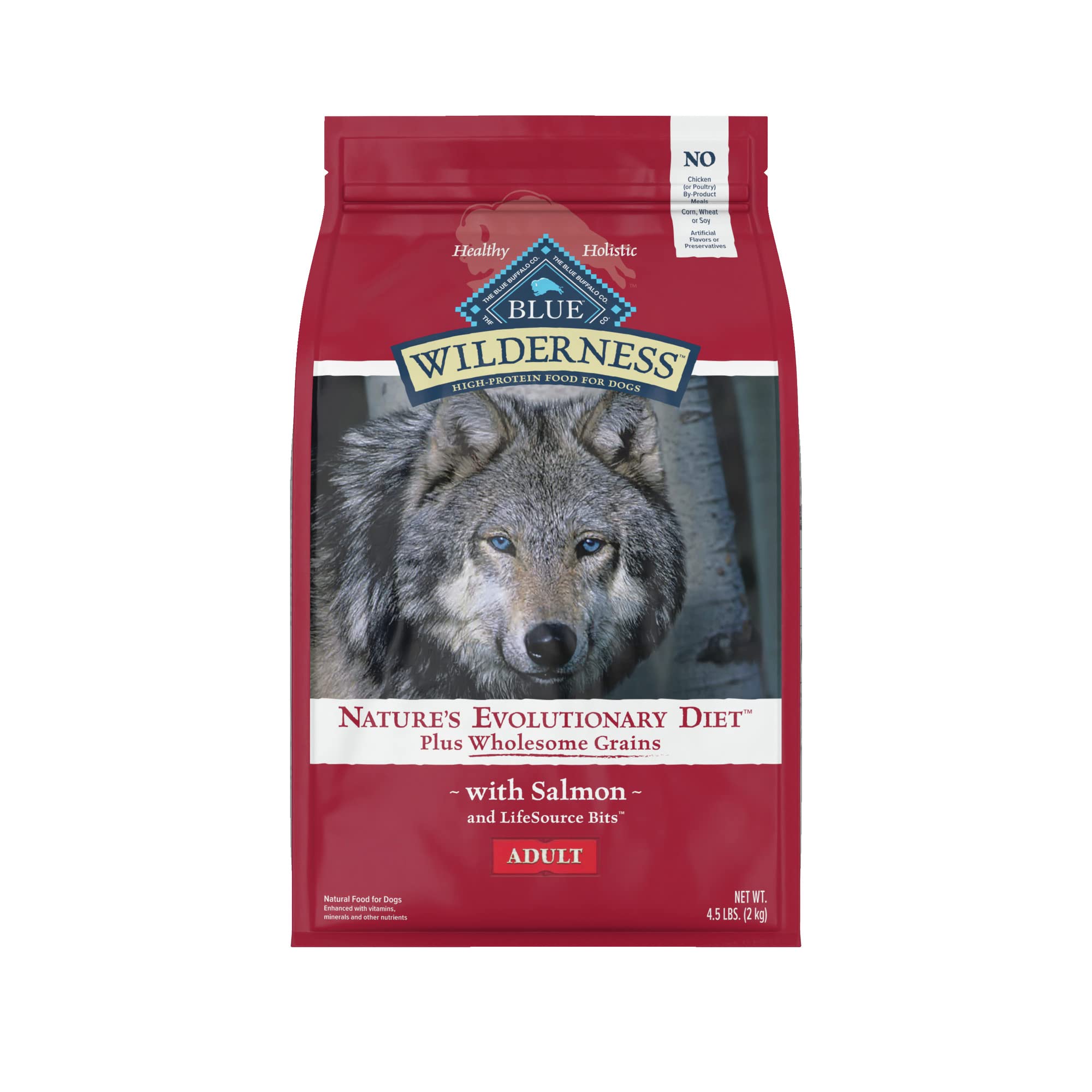 Blue Buffalo Wilderness High Protein Natural Adult Dry Dog Food Plus Wholesome Grains, Salmon 4.5-lb