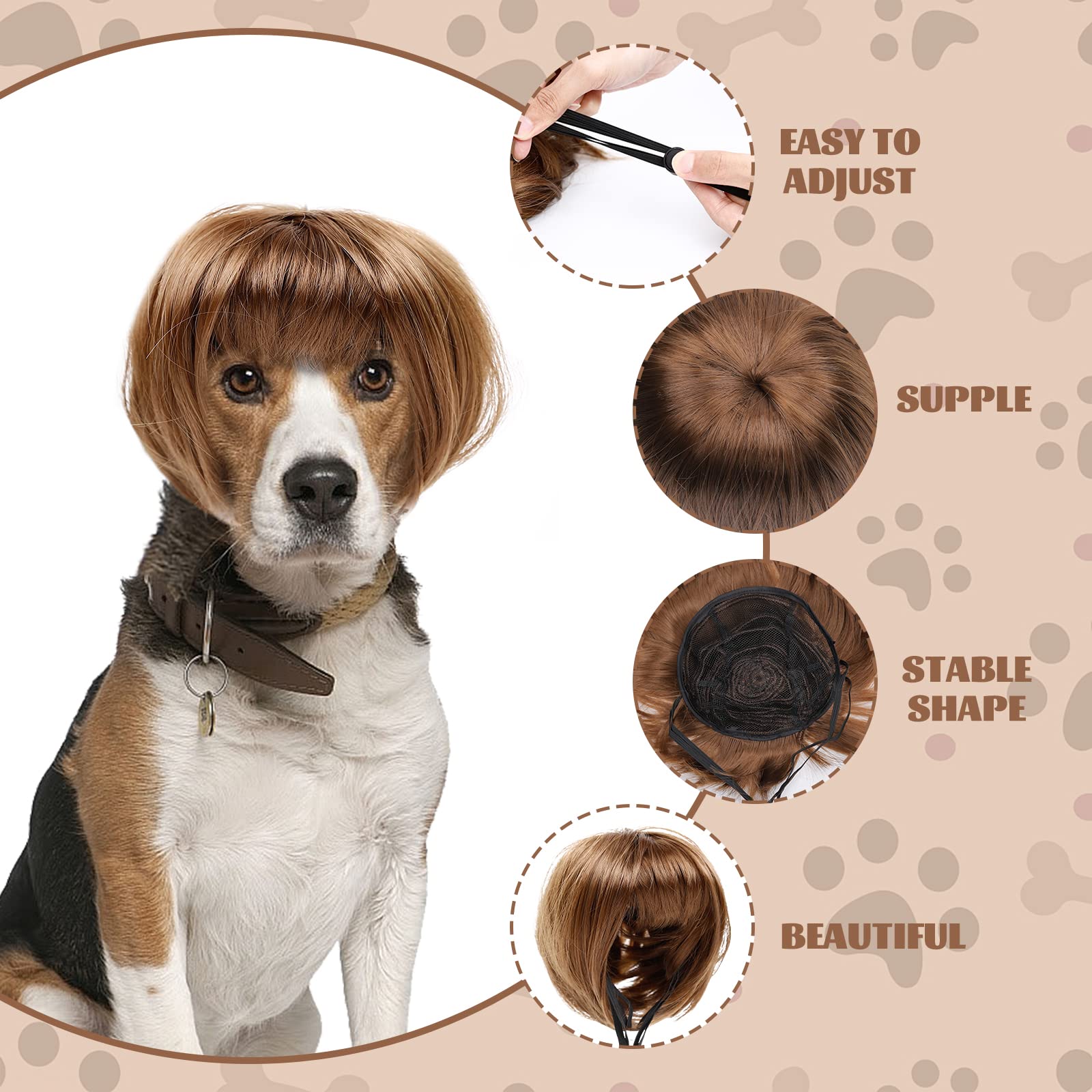 Howwfaly Dog Costume Cat Apparel Dog Toys Curly Braids Headgear Wigs Styling Cute Funny Pet Hair Accessories Decoration For Hall