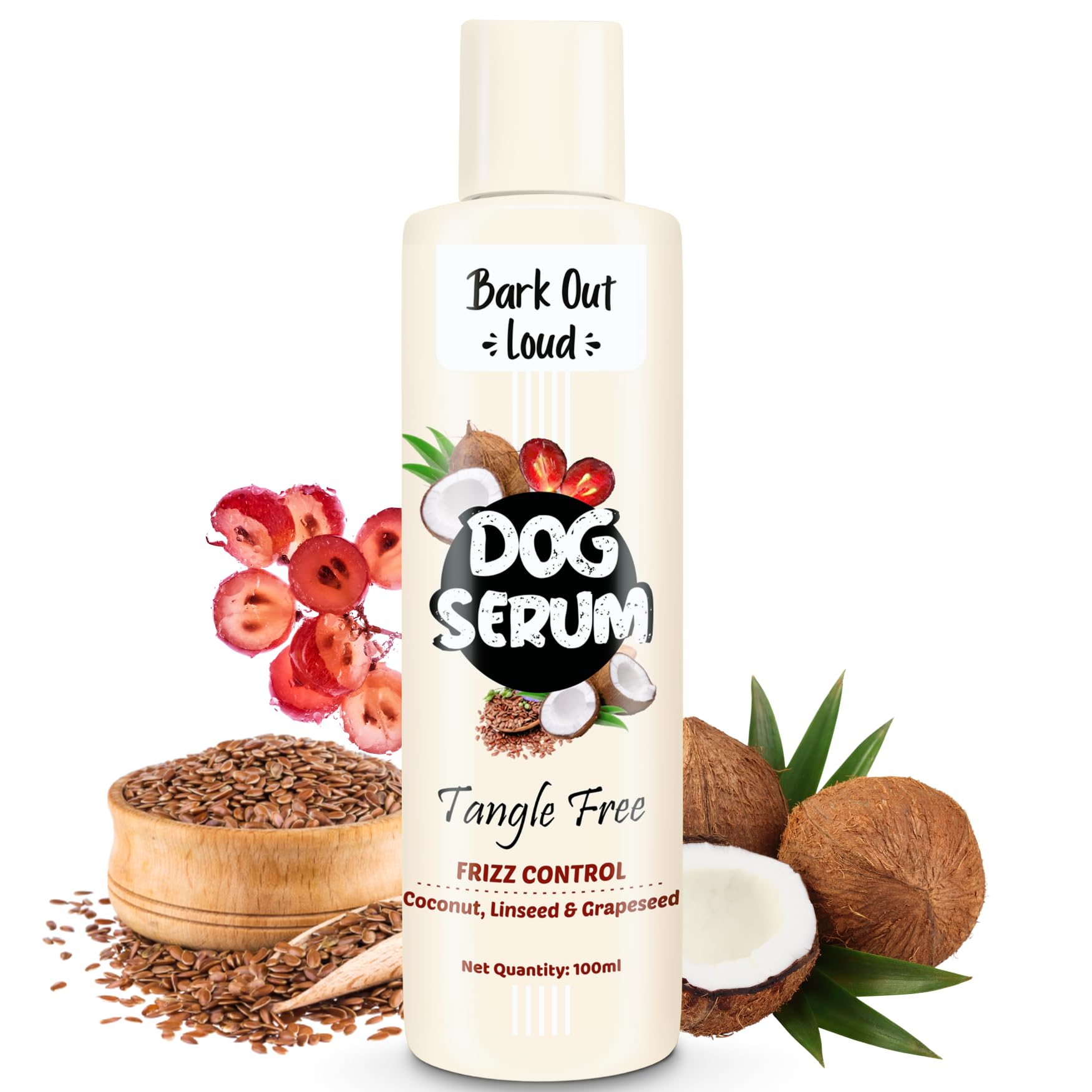 Bark Out Loud By Vivaldis - Dog Serum For Tangle-Free, Linseed, Coconut & Grapeseed Oil For Shiny Coats, Anti Frizz Formula To M