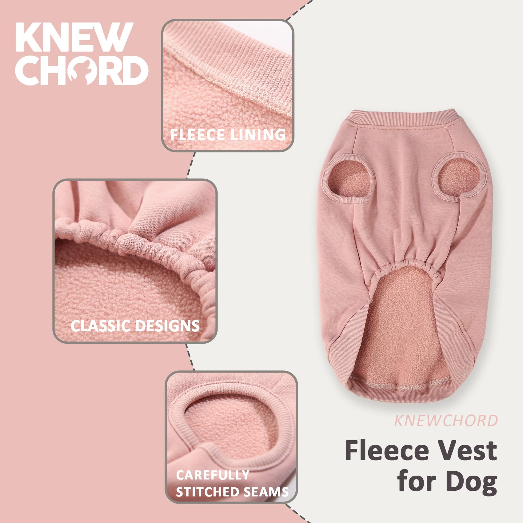 Fall & Winter Dog Sweatshirt, Warm & Comfortable, Large Coverage Dog Clothes (Pink-Large)