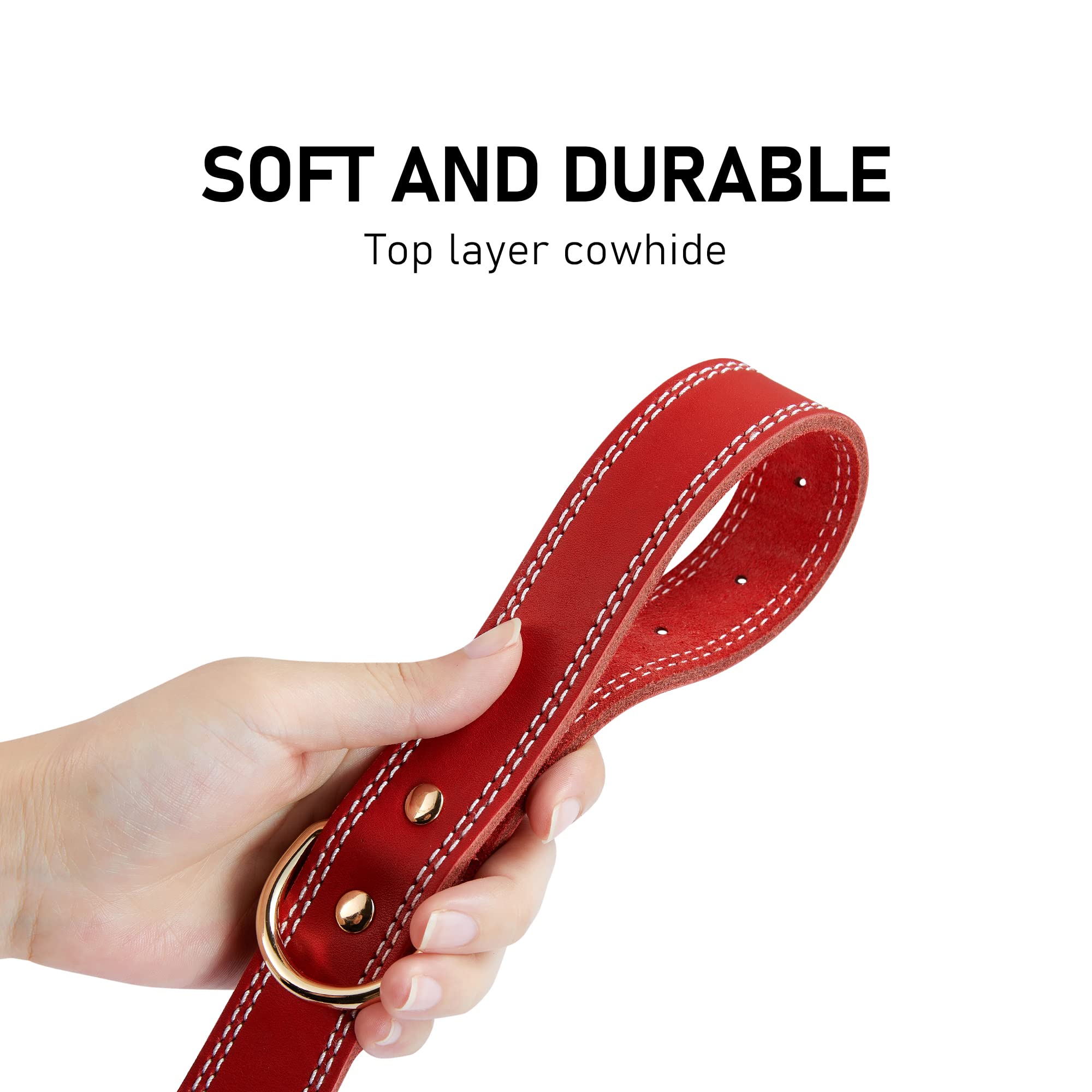 Daihaqiko Genuine Leather Dog Collar,Heavy Duty Dog Collar For Small,Medium,Large And Extra Large Dog (S: 0.8'' Wide For 13.4''-