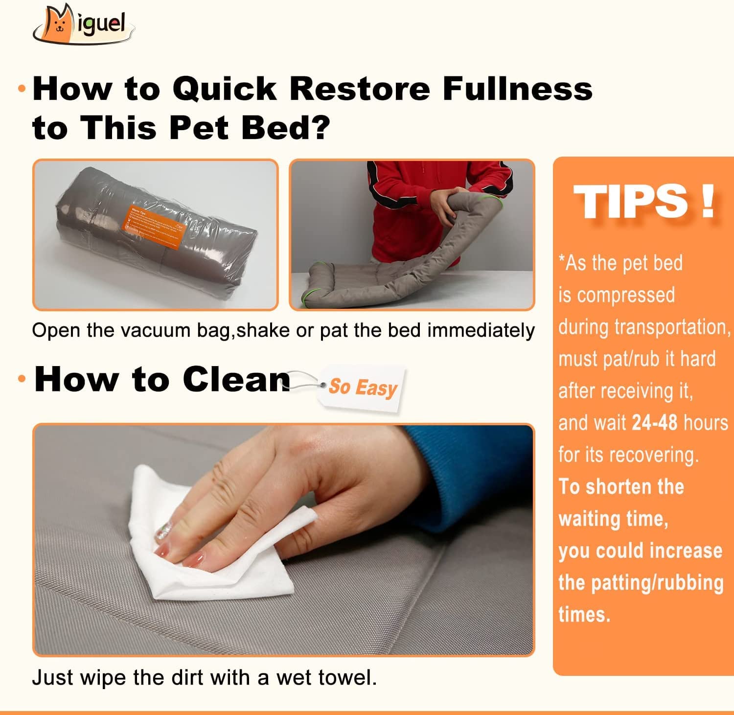 Miguel Outdoor Waterproof Dog Bed For Metal Dog Crates Water-Resistant Oxford All Weather Pet Mat Heavy Duty Durable Easy Clean Travel Indoor Outdoor Puppy Bed(42Inch Dog Bed Dog Crate,Gray)