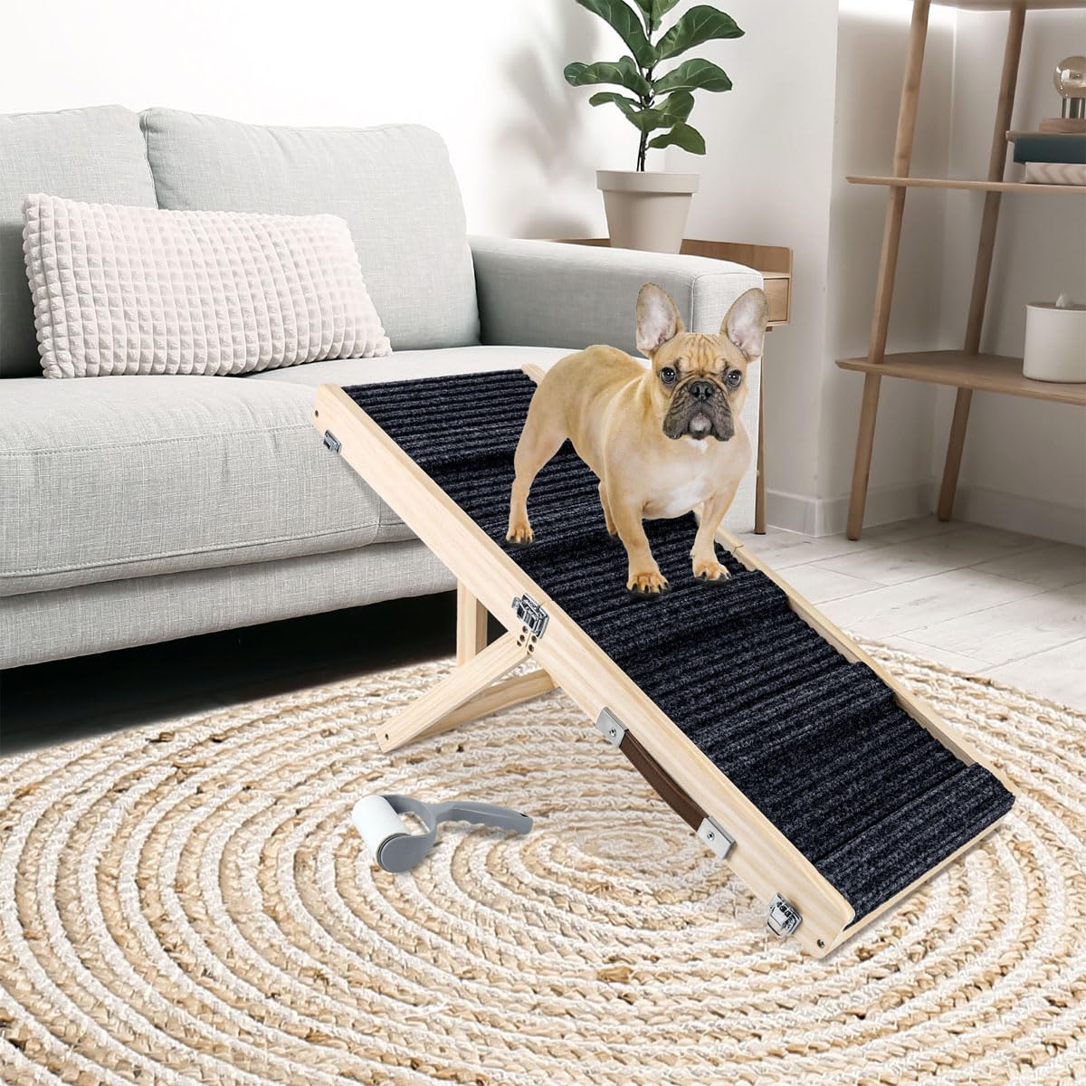 Okydoky Small Dog Ramp, Adjustable Portable Folding Wooden Pet Ramp, 32'' Long With Non-Slip Traction Mat, Adjustable From 9'' T