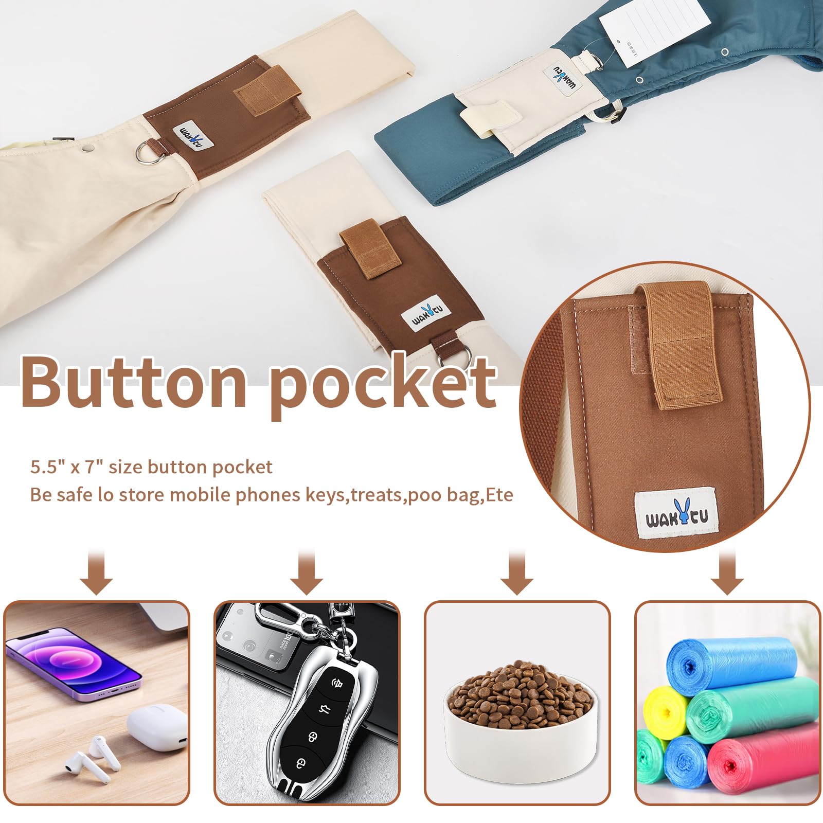 Wakytu Dog Sling Carrier For Small Dogs - Front Dog Carrier With Adjustable Strap - Hands Free Pet Papoose Bag For Chest - Suita