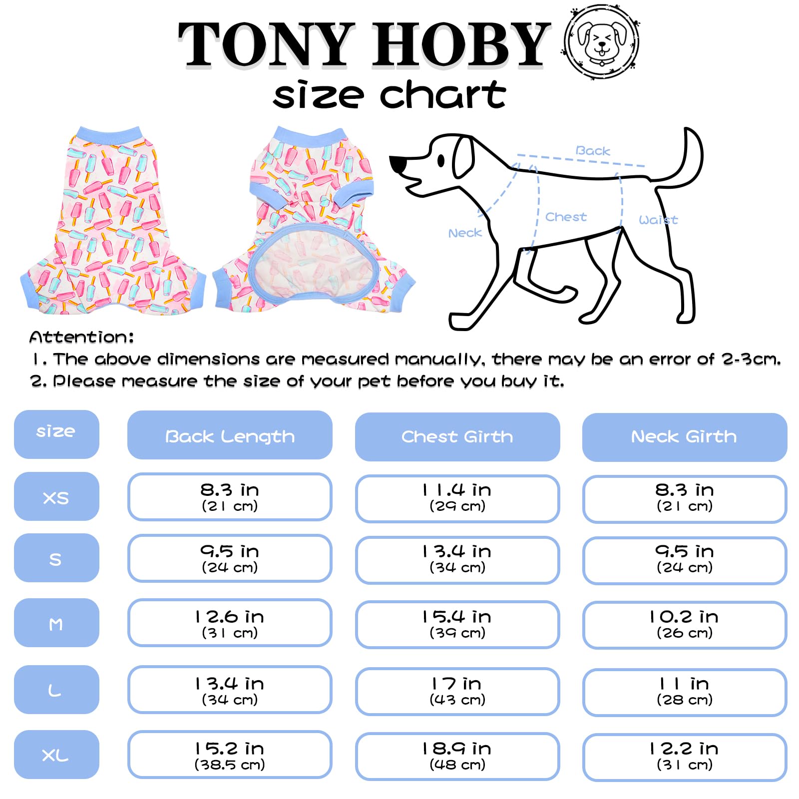 Tony Hoby Dog Pajamas, 4 Legged Dogs Pajamas Shirt, Dog Jumpsuit Clothes Soft Lightweight For Small Medium Dogs (Ice Cream, Xl)